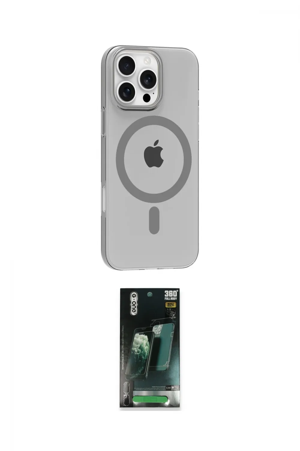 ieg™ iPhone 16 Pro Max Kılıf Pusula Form Özel Seri - Siyah 360 Mat Full Body Arka Koruyucu