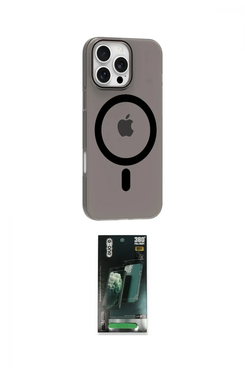 ieg™ iPhone 16 Pro Max Kılıf Pusula Form Özel Seri - Siyah 360 Mat Full Body Arka Koruyucu