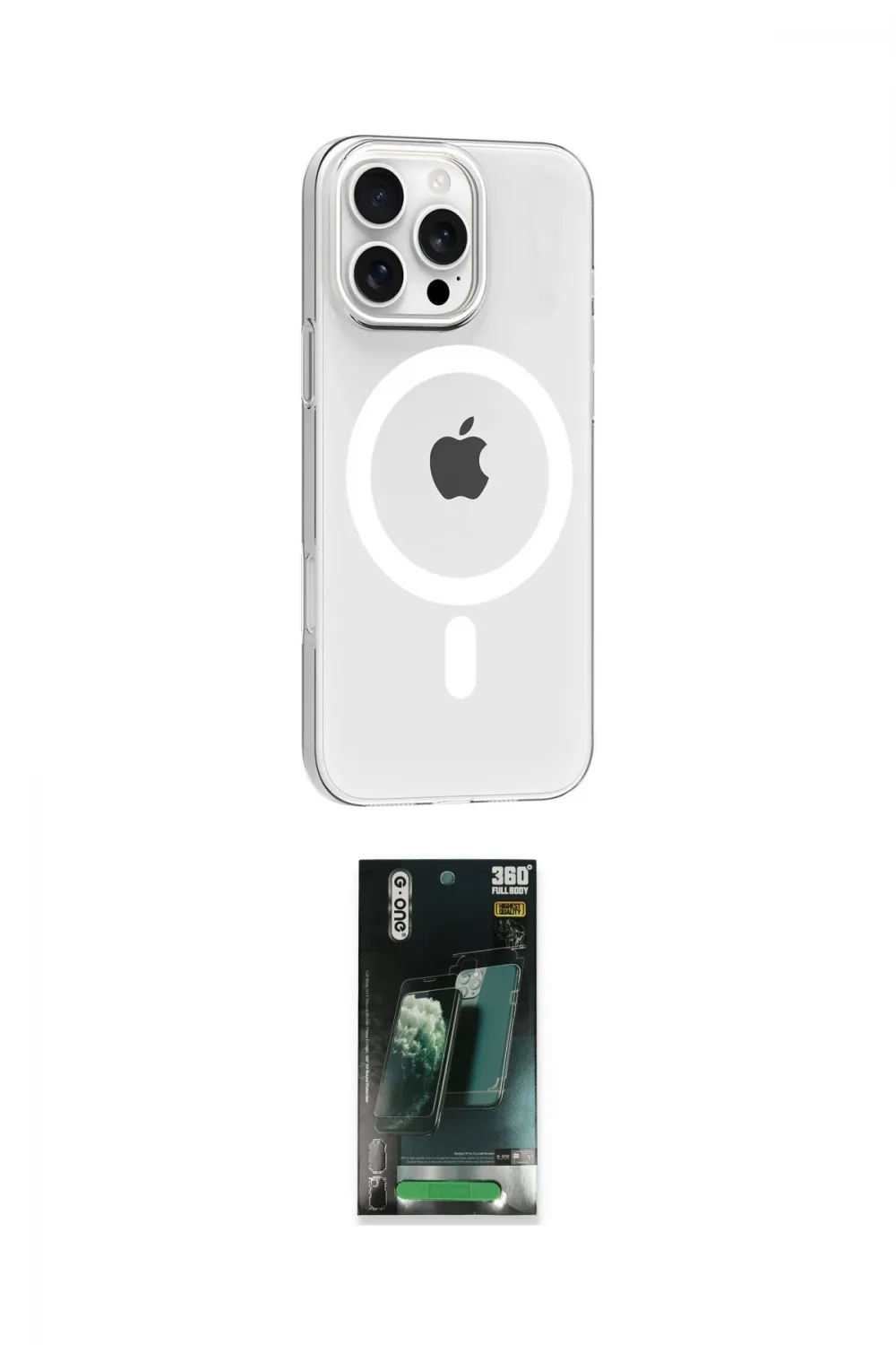 ieg™ iPhone 16 Pro Max Kılıf Pusula Form Özel Seri - Siyah 360 Mat Full Body Arka Koruyucu