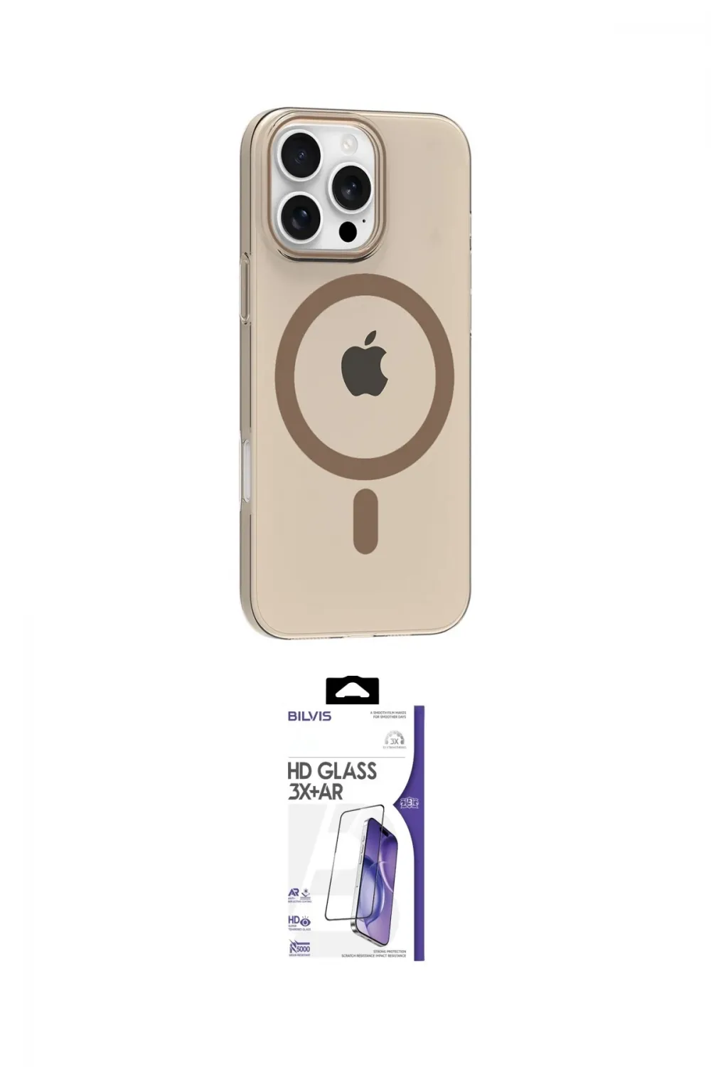 ieg™ iPhone 16 Pro Max Kılıf Pusula Form Özel Seri - Siyah Bilvis 3X AR HD Cam Ekran Koruyucu