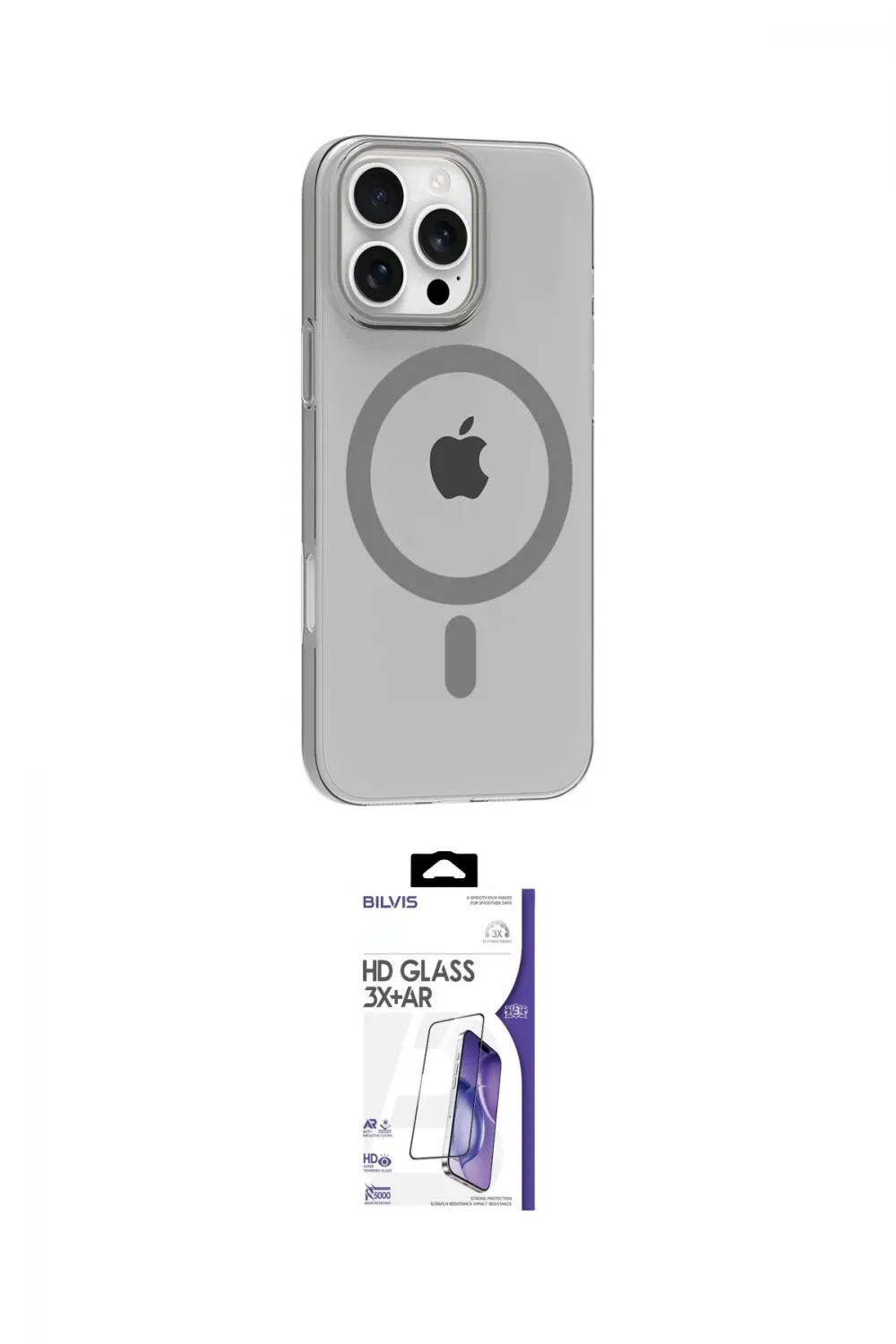 ieg™ iPhone 16 Pro Max Kılıf Pusula Form Özel Seri - Siyah Bilvis 3X AR HD Cam Ekran Koruyucu
