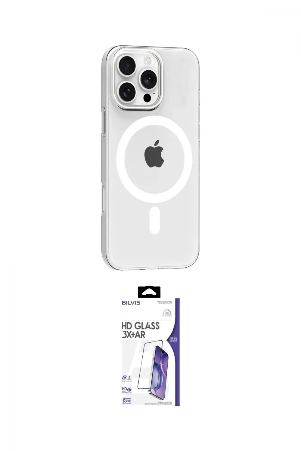 ieg™ iPhone 16 Pro Max Kılıf Pusula Form Özel Seri - Siyah Bilvis 3X AR HD Cam Ekran Koruyucu