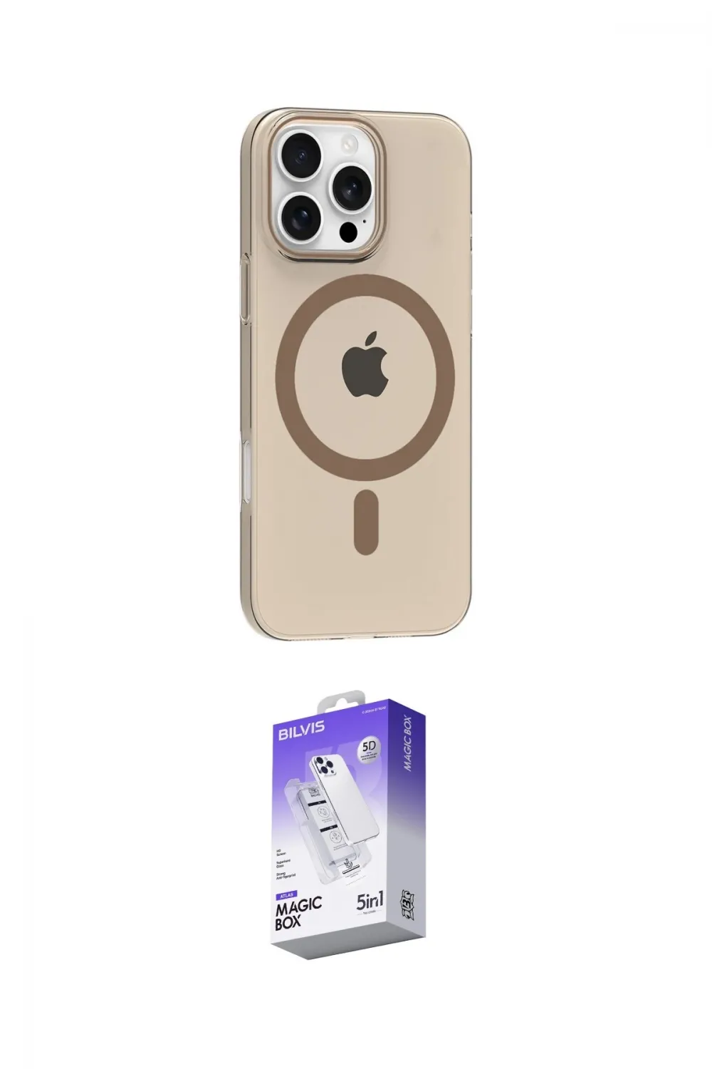 ieg™ iPhone 16 Pro Max Kılıf Pusula Form Özel Seri - Siyah Bilvis 5in1 3D Magic Cam Ekran Koruyucu