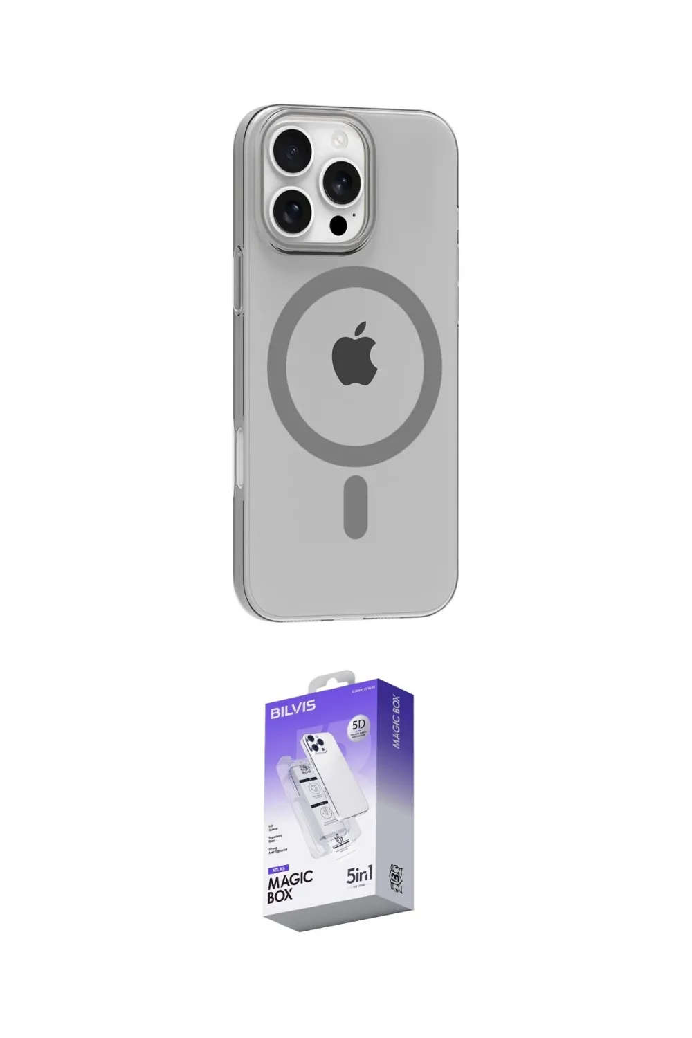 ieg™ iPhone 16 Pro Max Kılıf Pusula Form Özel Seri - Siyah Bilvis 5in1 3D Magic Cam Ekran Koruyucu