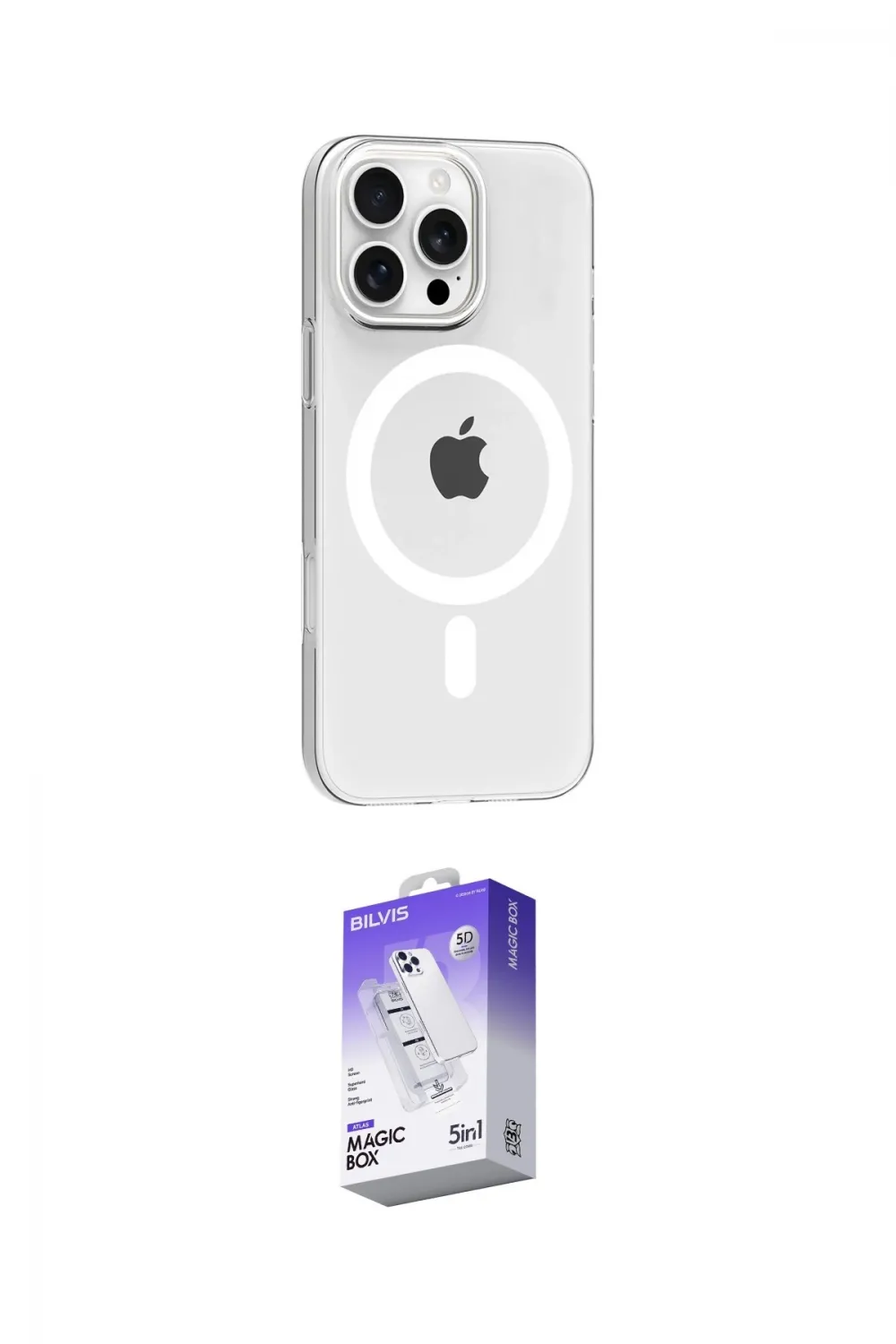 ieg™ iPhone 16 Pro Max Kılıf Pusula Form Özel Seri - Siyah Bilvis 5in1 3D Magic Cam Ekran Koruyucu