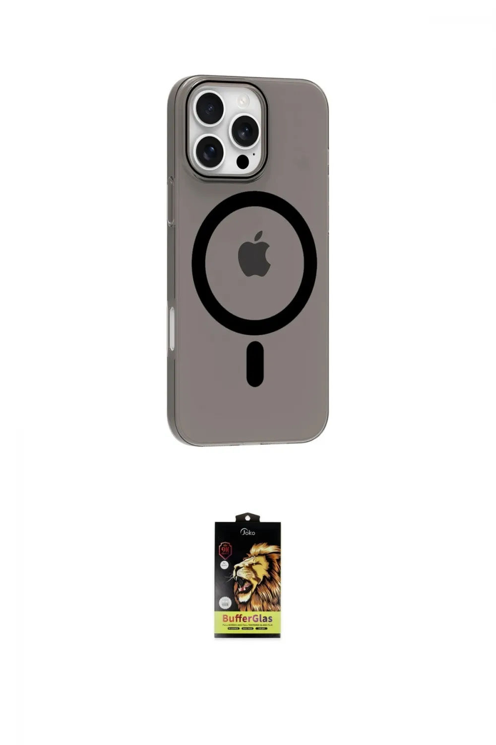 ieg™ iPhone 16 Pro Max Kılıf Pusula Form Özel Seri - Siyah Buffer Cam Ekran Koruyucu
