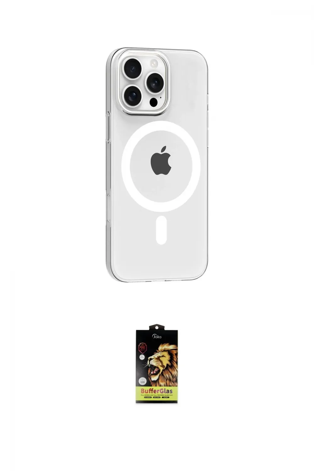 ieg™ iPhone 16 Pro Max Kılıf Pusula Form Özel Seri - Siyah Buffer Cam Ekran Koruyucu