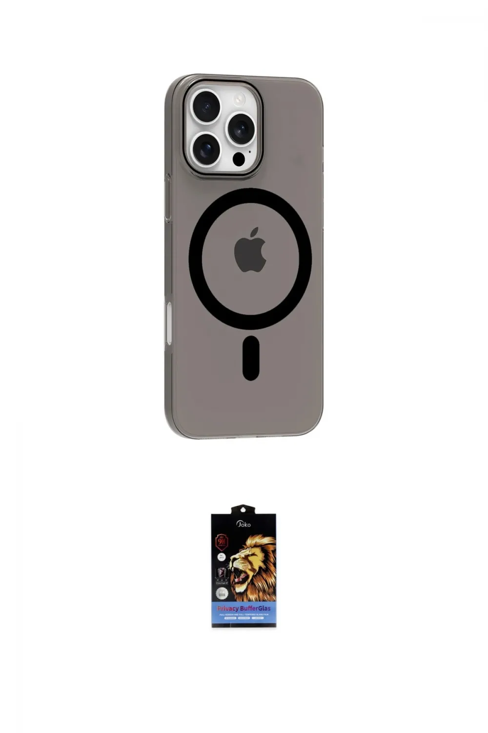 ieg™ iPhone 16 Pro Max Kılıf Pusula Form Özel Seri - Siyah Buffer Hayalet Cam Ekran Koruyucu