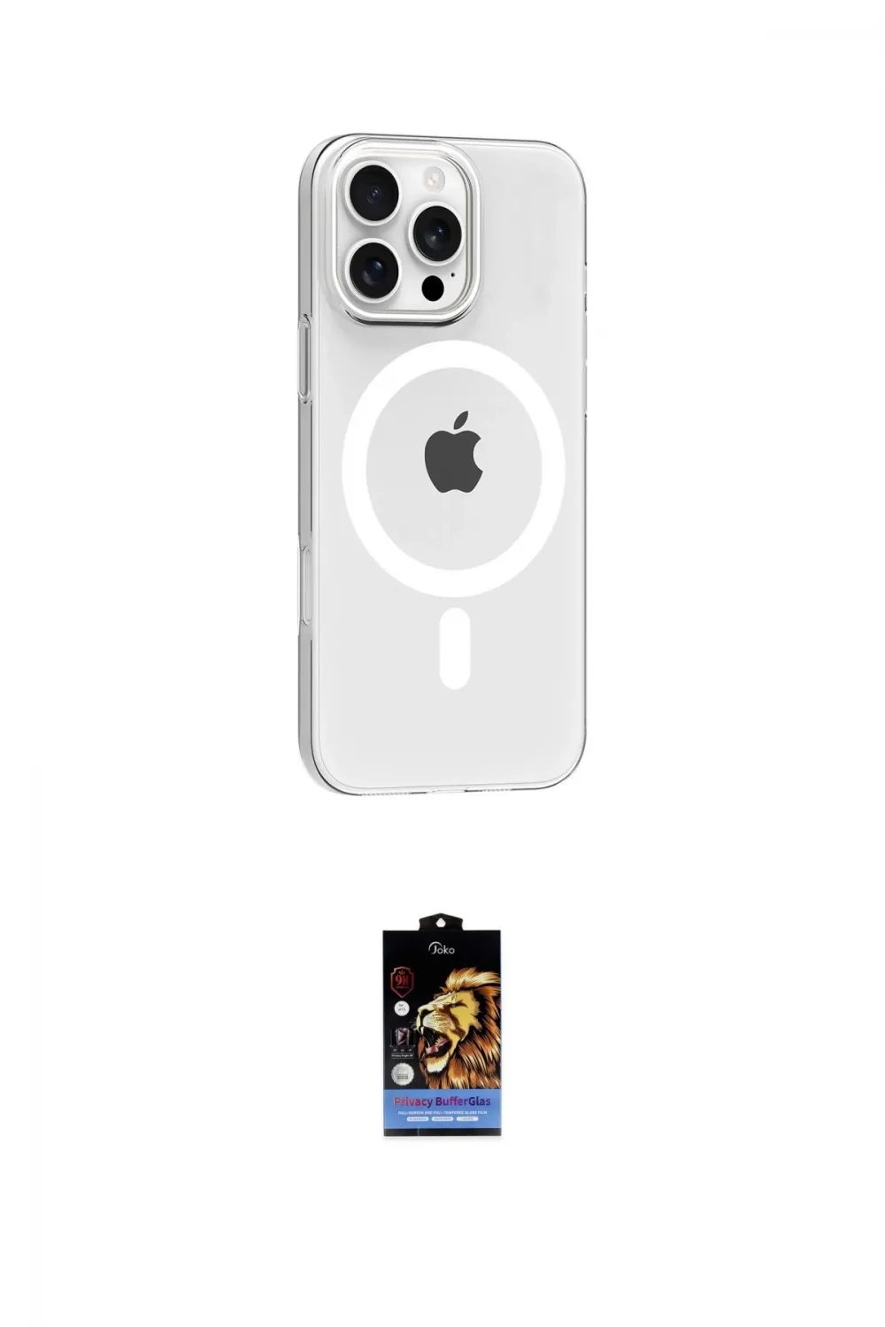 ieg™ iPhone 16 Pro Max Kılıf Pusula Form Özel Seri - Siyah Buffer Hayalet Cam Ekran Koruyucu