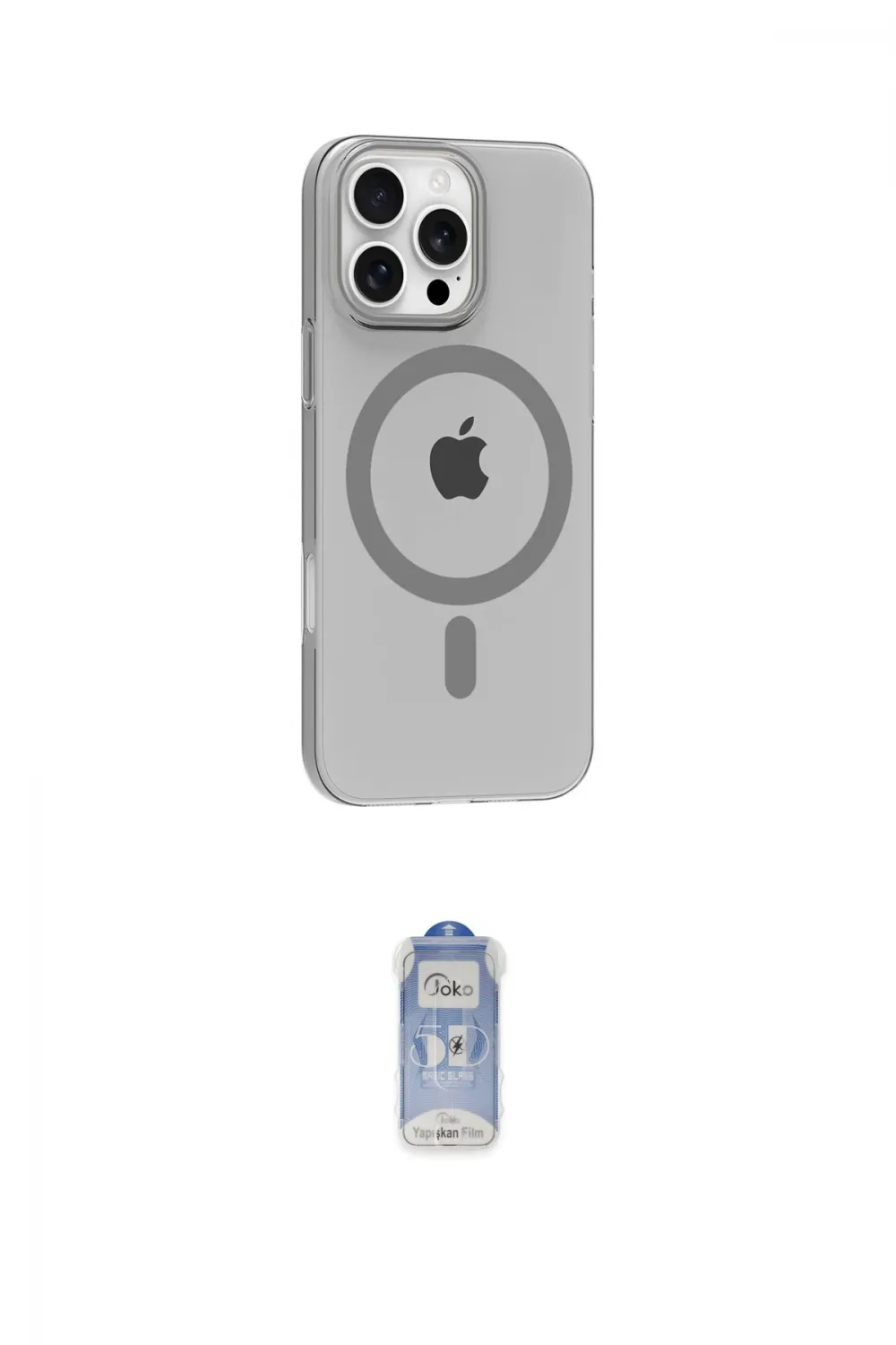 ieg™ iPhone 16 Pro Max Kılıf Pusula Form Özel Seri - Siyah Joko Magic 5D Cam