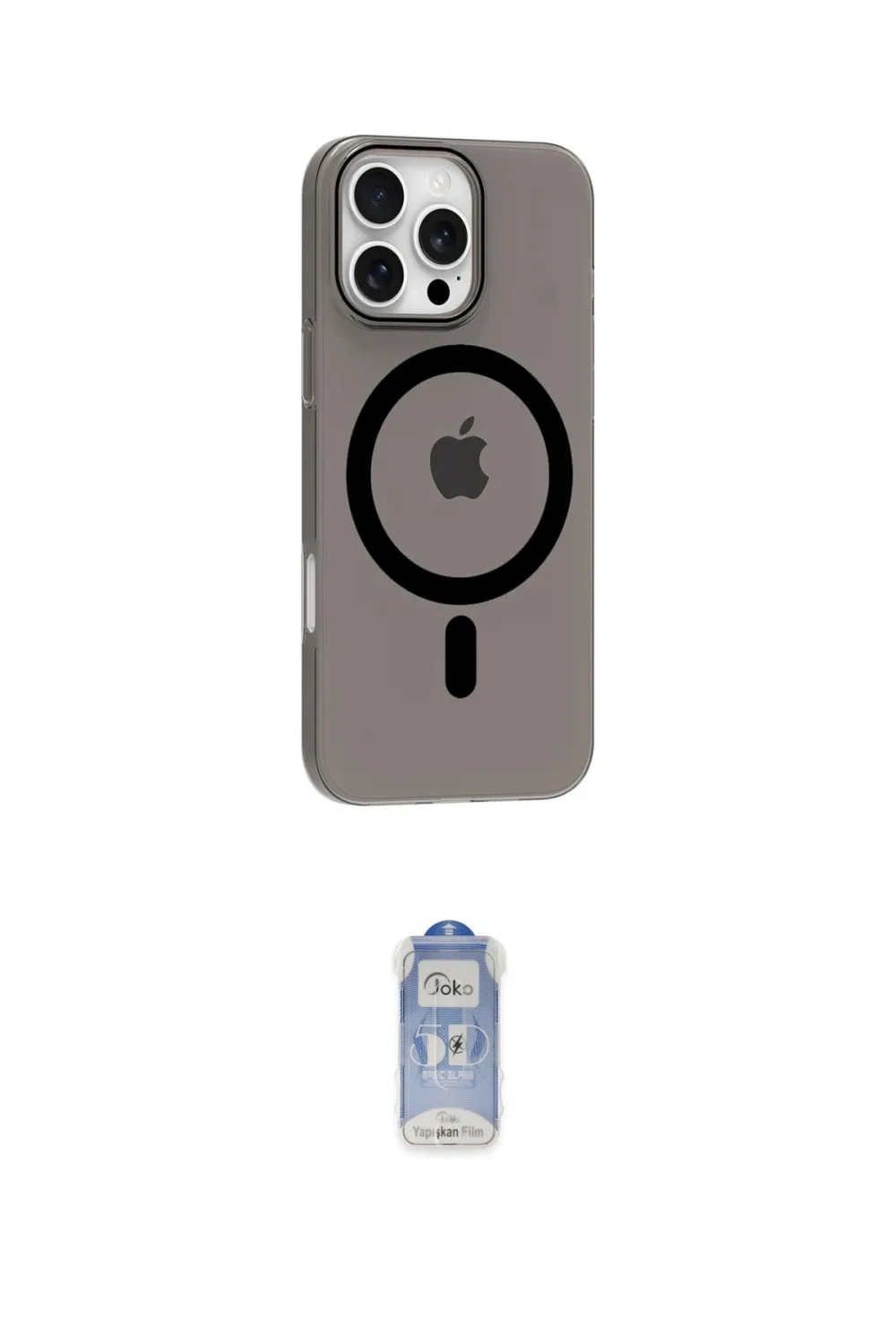 ieg™ iPhone 16 Pro Max Kılıf Pusula Form Özel Seri - Siyah Joko Magic 5D Cam