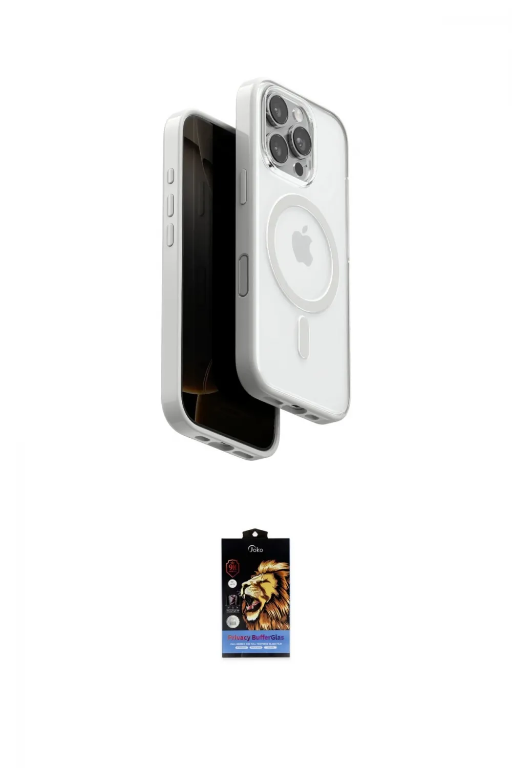 ieg™ iPhone 16 Pro Max Kılıf Pusula Form Serisi - Siyah Buffer Hayalet Cam Ekran Koruyucu