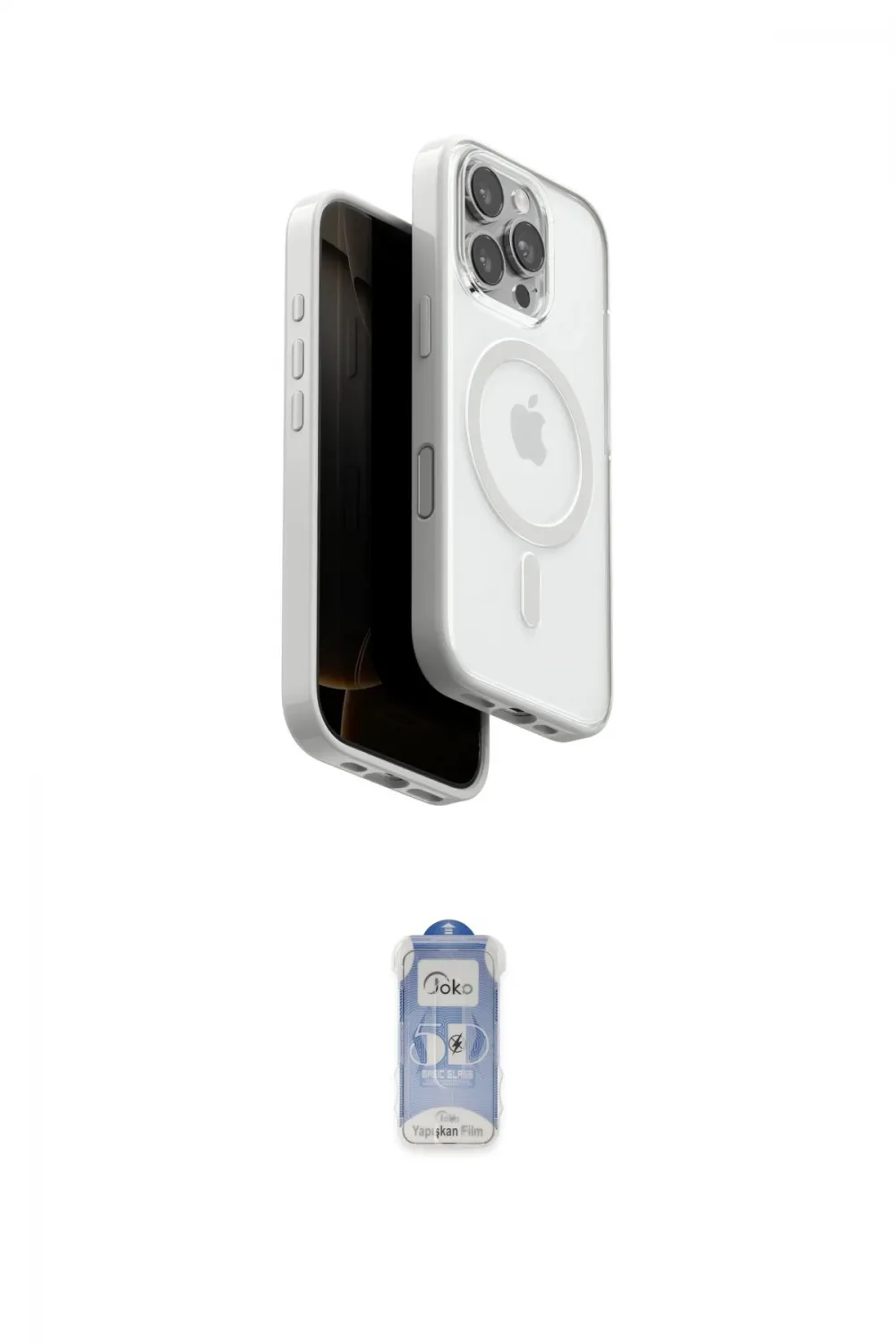 ieg™ iPhone 16 Pro Max Kılıf Pusula Form Serisi - Siyah Joko Magic 5D Cam