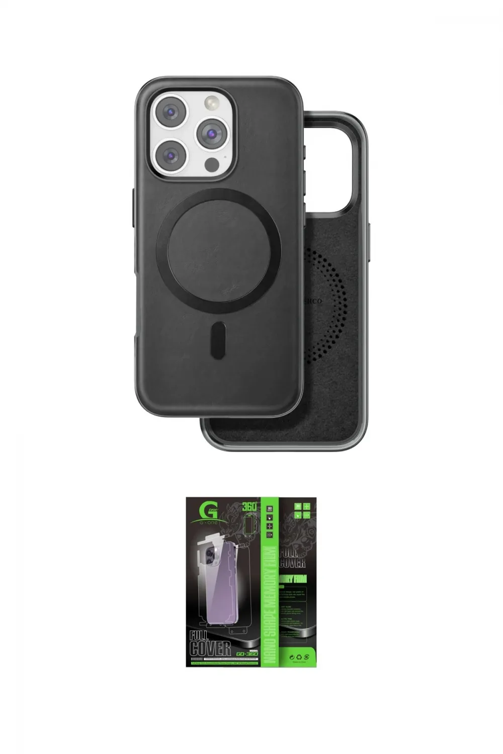 ieg™ iPhone 16 Pro Max Kılıf Pusula Işık Koleksiyonu - Şeffaf 360 Full Body Arka Koruyucu