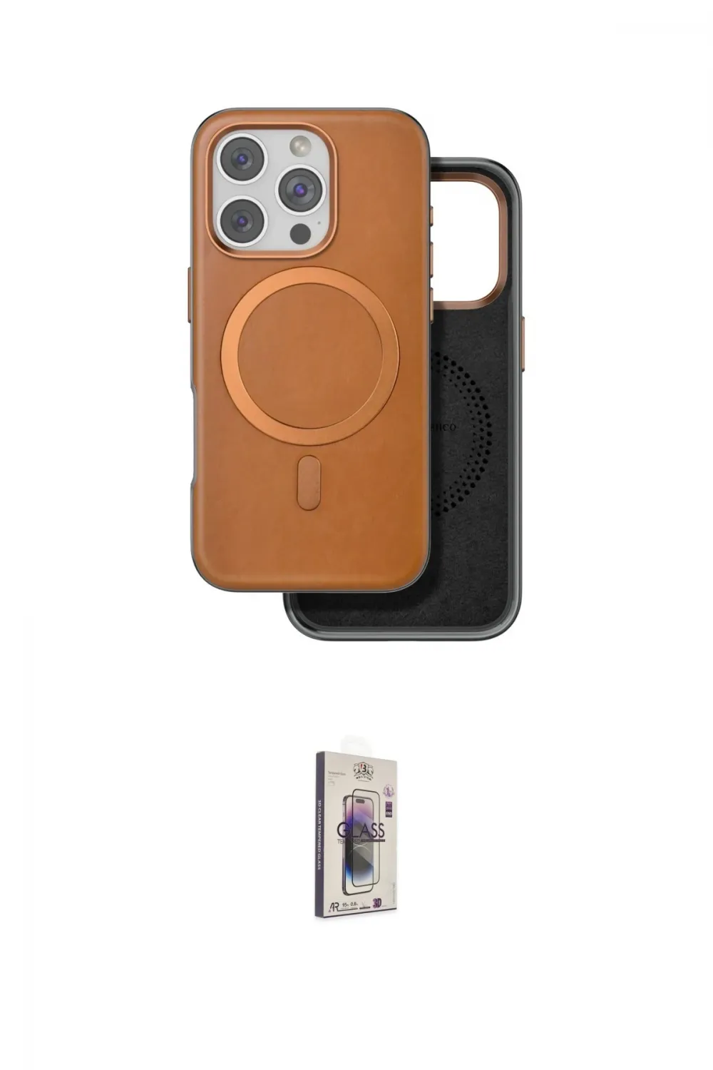 ieg™ iPhone 16 Pro Max Kılıf Pusula Işık Koleksiyonu - Siyah Bilvis 3D Cam Ekran Koruyucu