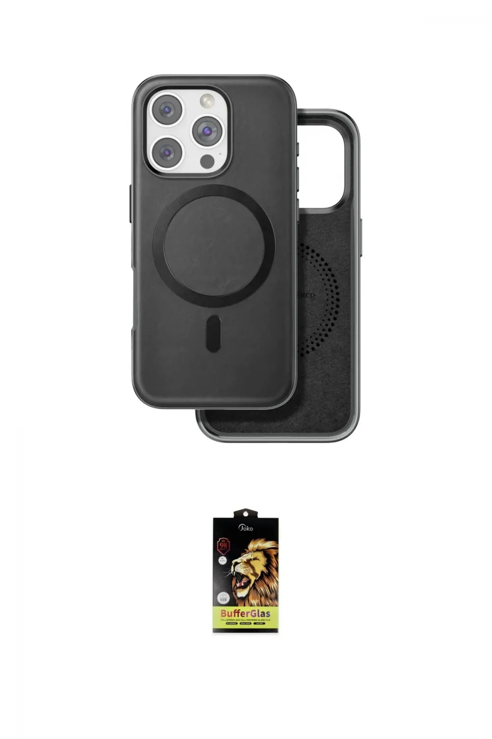 ieg™ iPhone 16 Pro Max Kılıf Pusula Işık Koleksiyonu - Siyah Buffer Cam Ekran Koruyucu