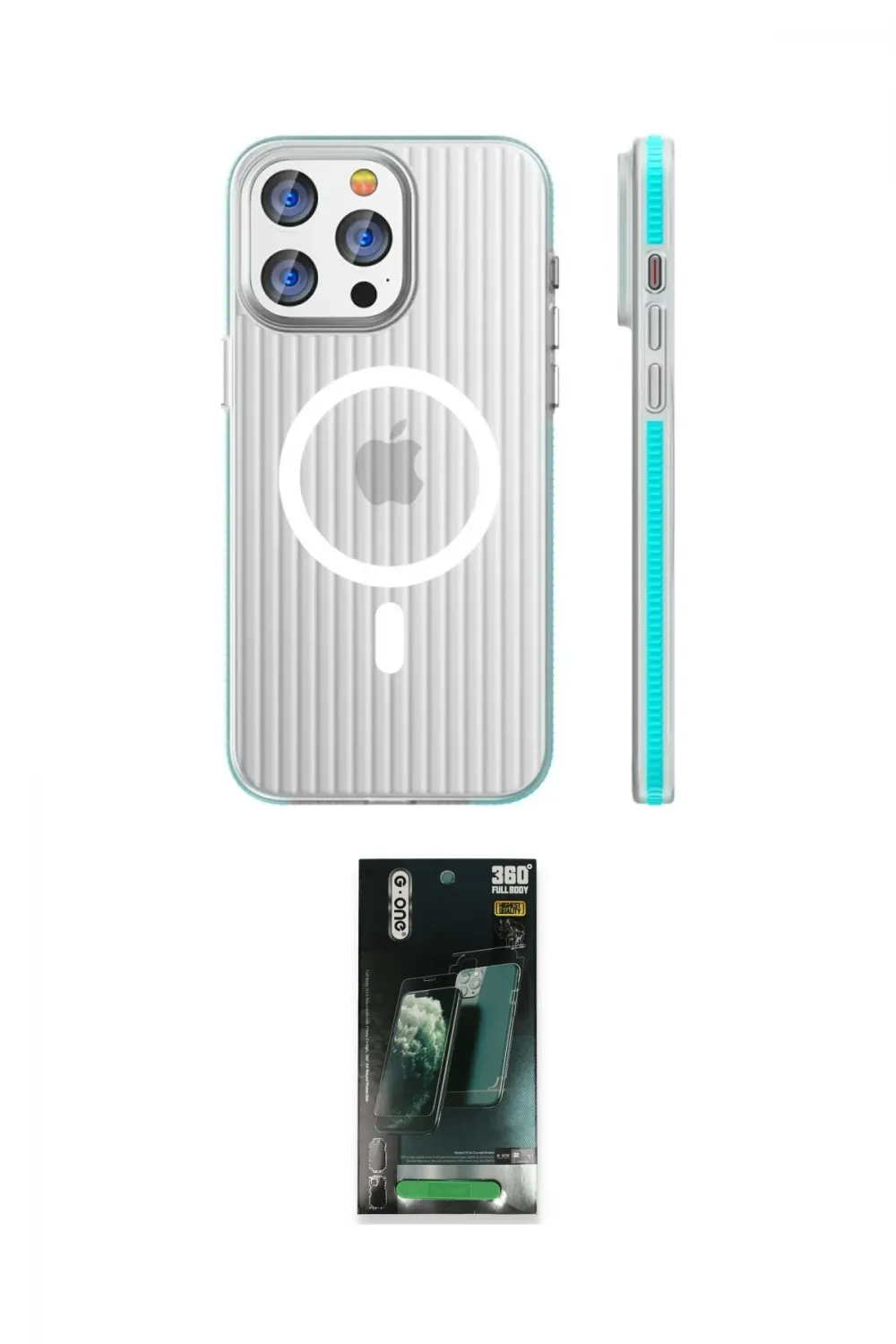 ieg™ iPhone 16 Pro Max Kılıf Pusula Minimal Koleksiyonu - Siyah 360 Mat Full Body Arka Koruyucu