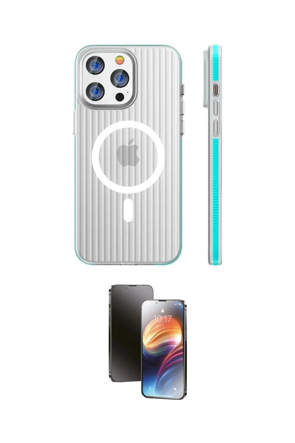 ieg™ iPhone 16 Pro Max Kılıf Pusula Minimal Koleksiyonu - Siyah 3D Antistatik Mat Seramik Nano Ekran Koruyucu