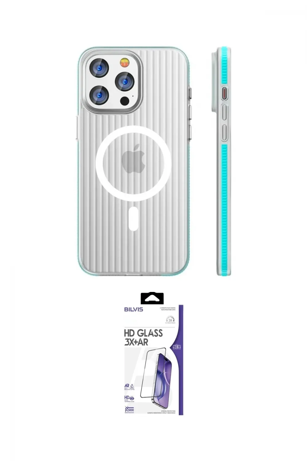ieg™ iPhone 16 Pro Max Kılıf Pusula Minimal Koleksiyonu - Siyah Bilvis 3X AR HD Cam Ekran Koruyucu