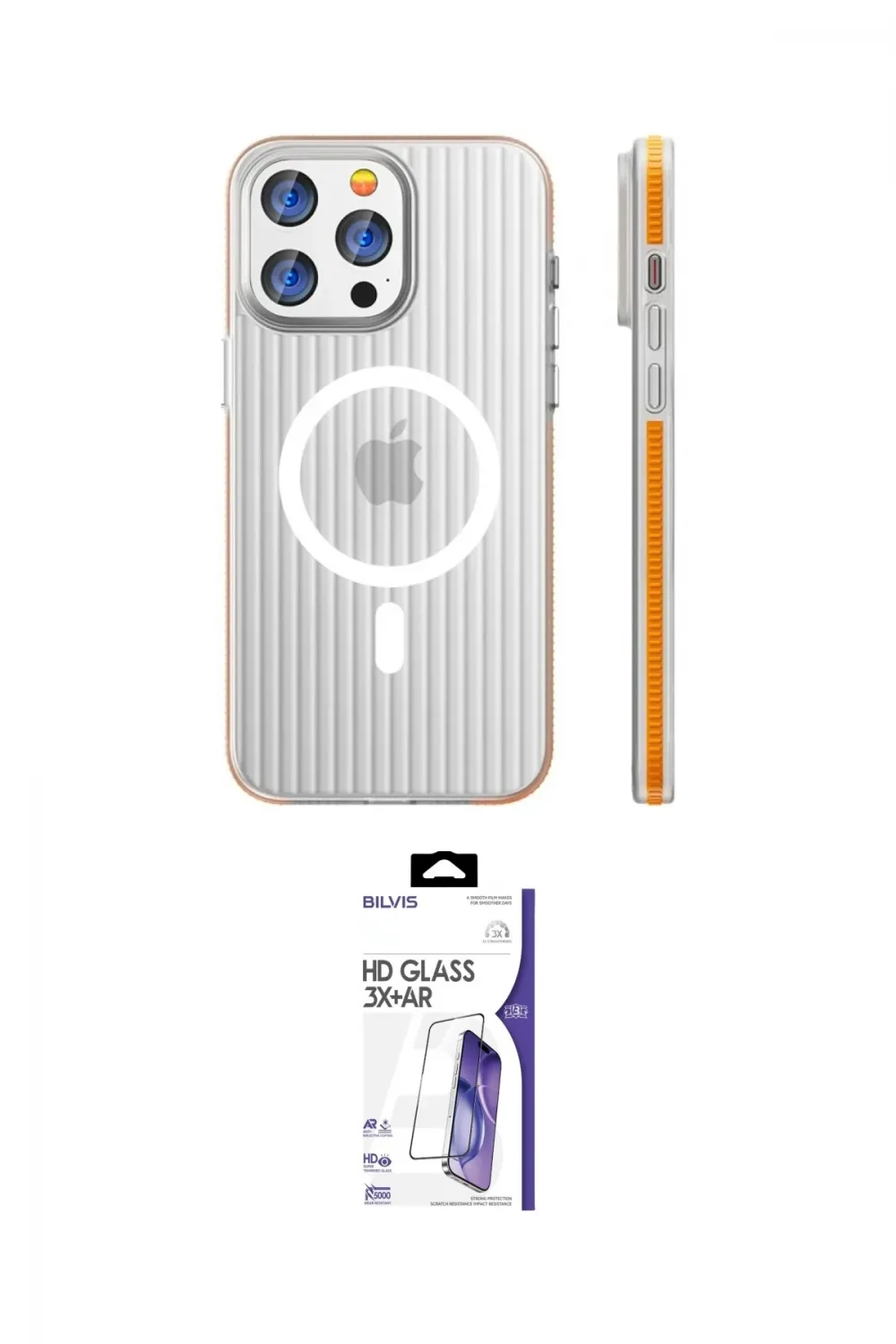 ieg™ iPhone 16 Pro Max Kılıf Pusula Minimal Koleksiyonu - Siyah Bilvis 3X AR HD Cam Ekran Koruyucu