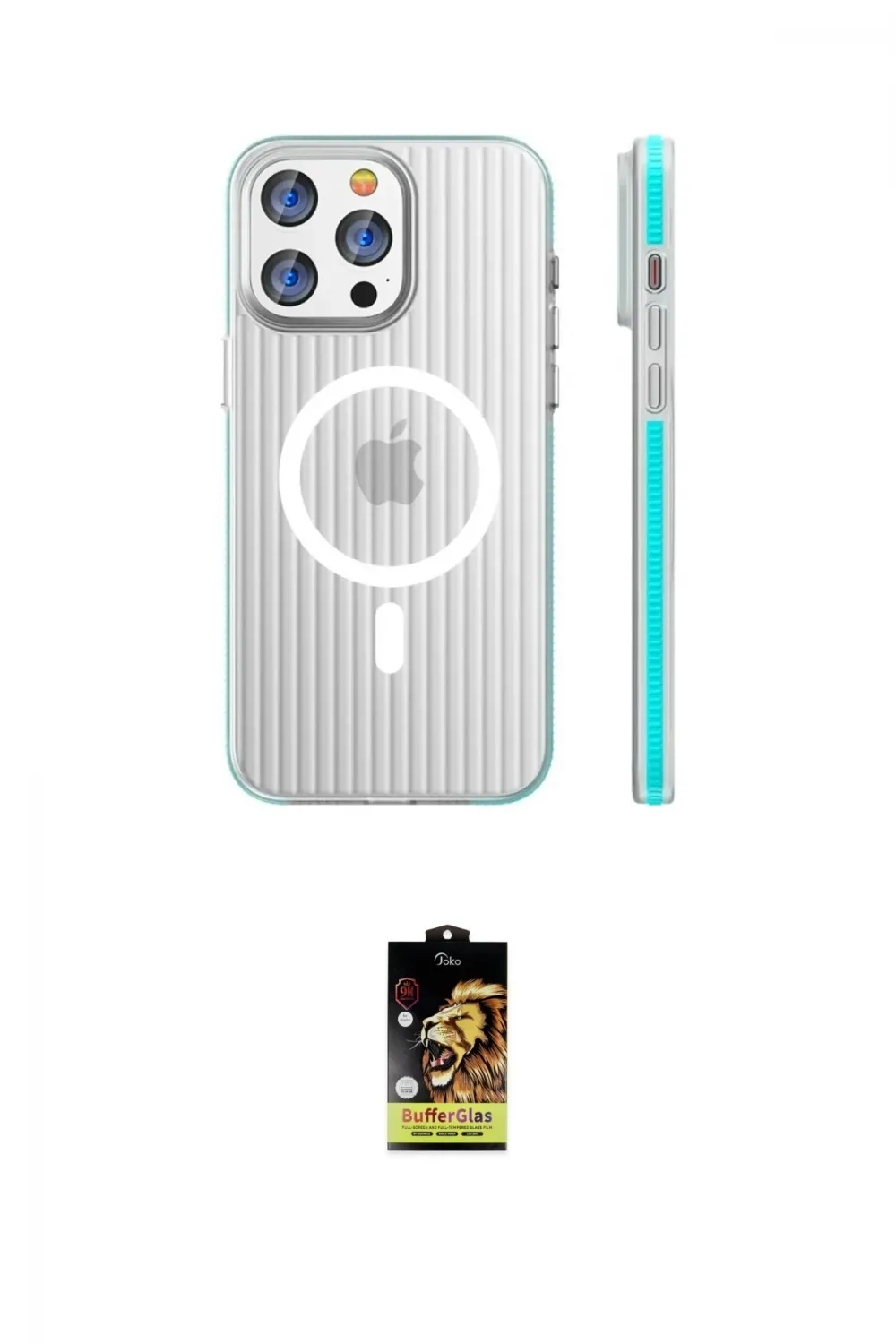 ieg™ iPhone 16 Pro Max Kılıf Pusula Minimal Koleksiyonu - Siyah Buffer Cam Ekran Koruyucu