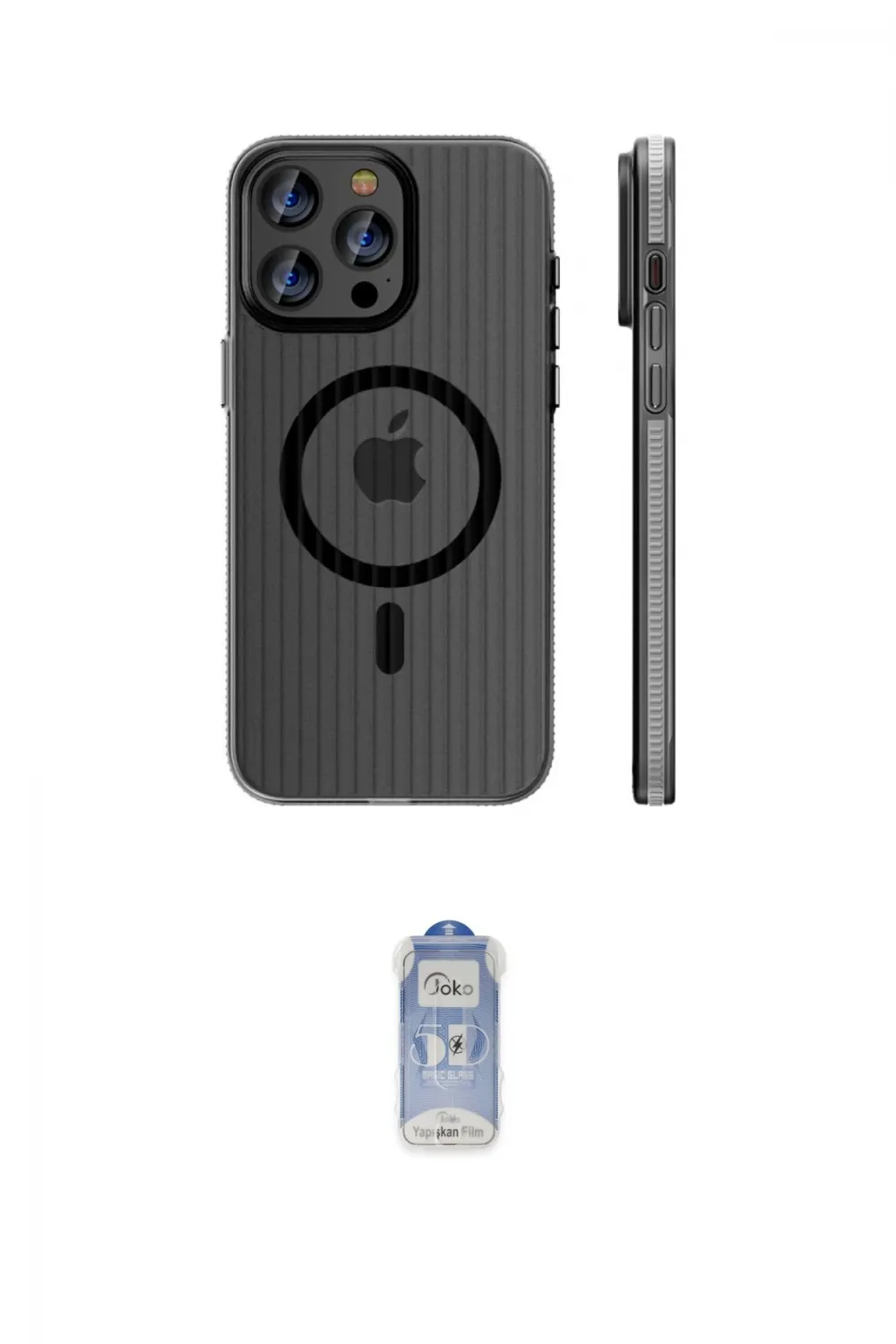 ieg™ iPhone 16 Pro Max Kılıf Pusula Minimal Koleksiyonu - Siyah Joko Magic 5D Cam