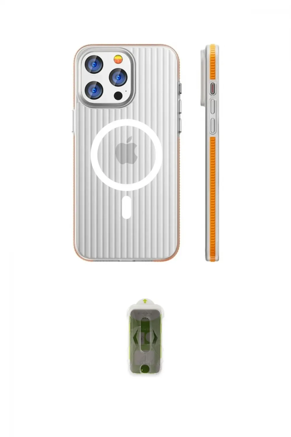 ieg™ iPhone 16 Pro Max Kılıf Pusula Minimal Koleksiyonu - Siyah Joko Magic 5D Hayalet Cam