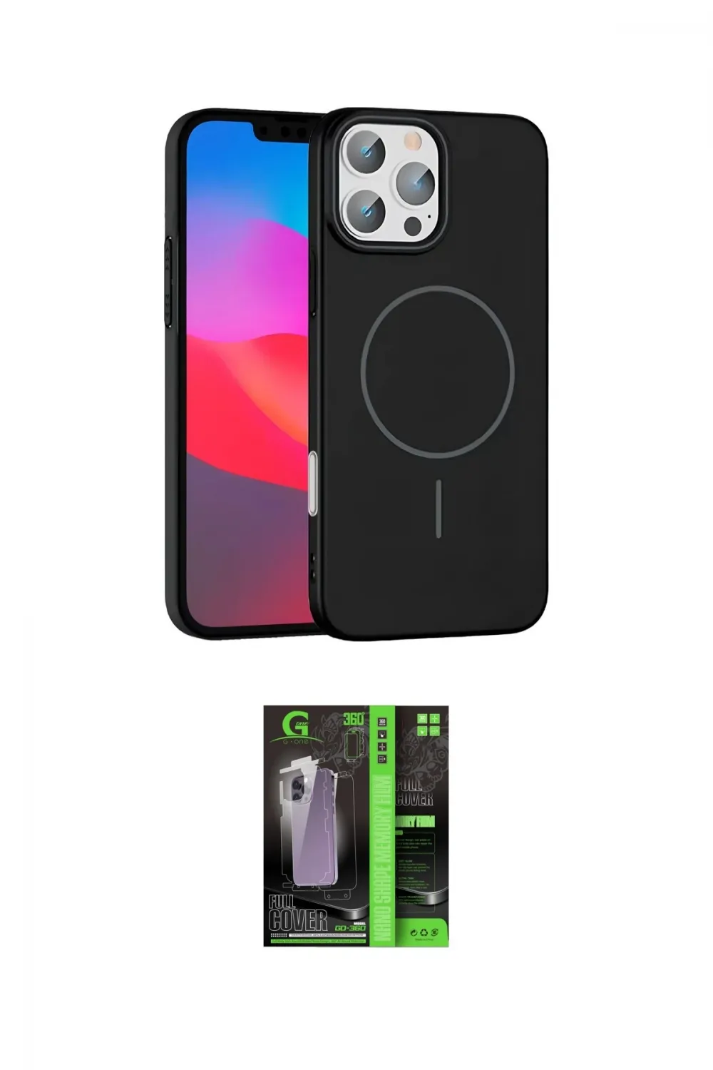 ieg™ iPhone 16 Pro Max Kılıf Siluet Doku Özel Seri - Şeffaf 360 Full Body Arka Koruyucu