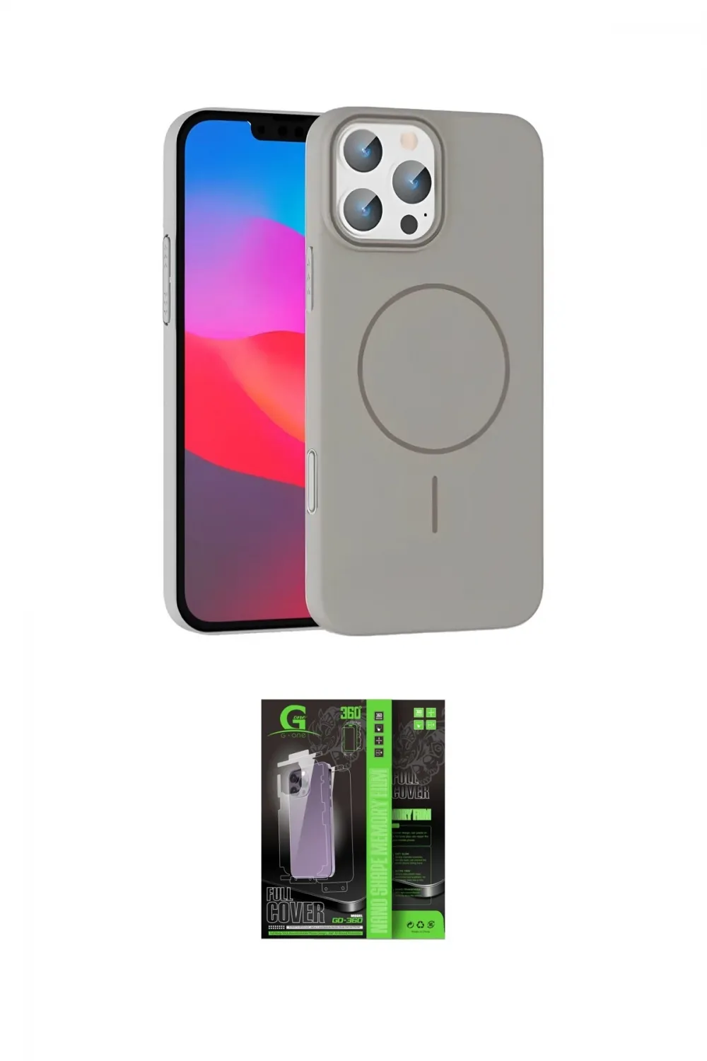 ieg™ iPhone 16 Pro Max Kılıf Siluet Doku Özel Seri - Şeffaf 360 Full Body Arka Koruyucu