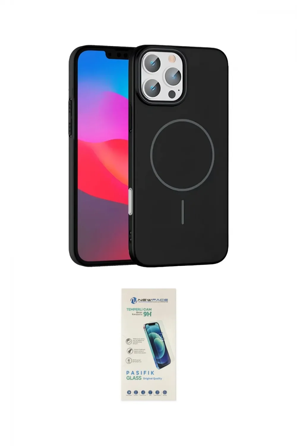 ieg™ iPhone 16 Pro Max Kılıf Siluet Doku Özel Seri - Şeffaf Pasifik Cam Ekran Koruyucu