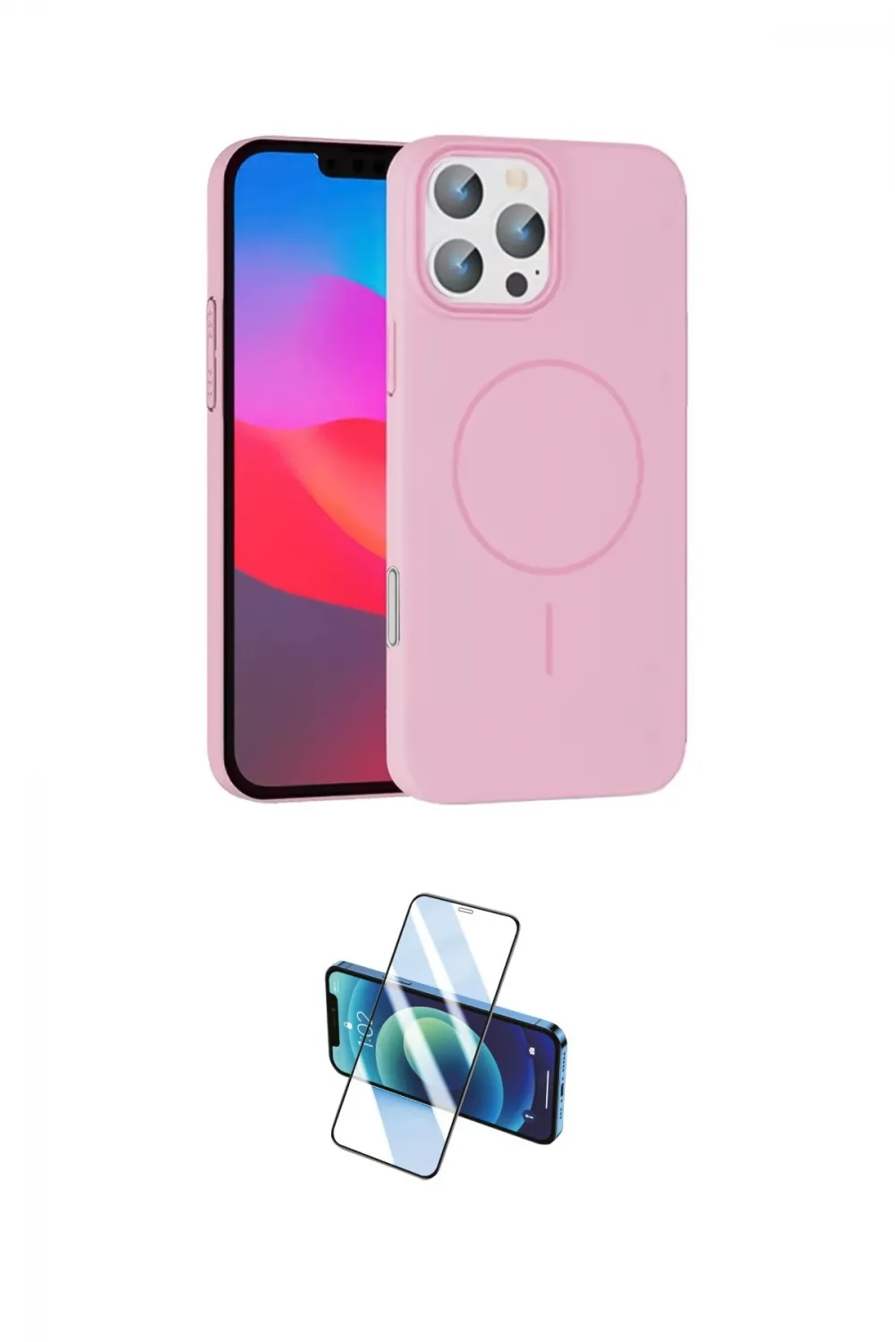 ieg™ iPhone 16 Pro Max Kılıf Siluet Doku Özel Seri - Siyah 3D Antistatik Cam Ekran Koruyucu