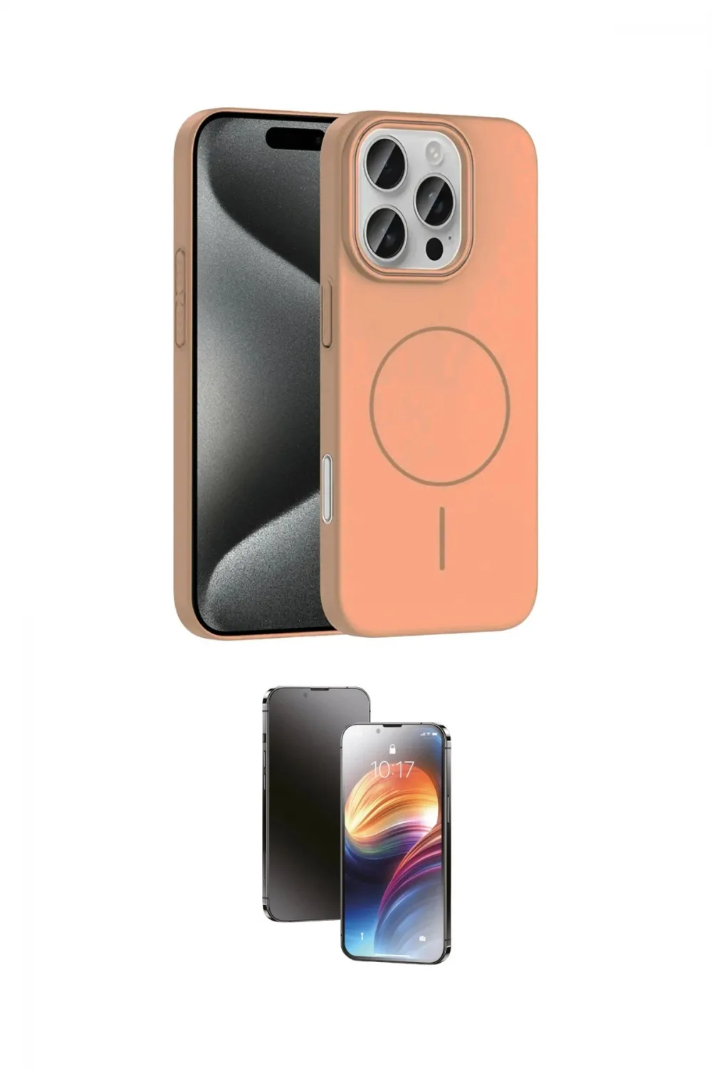 ieg™ iPhone 16 Pro Max Kılıf Siluet Doku Özel Seri - Siyah 3D Antistatik Mat Seramik Nano Ekran Koruyucu