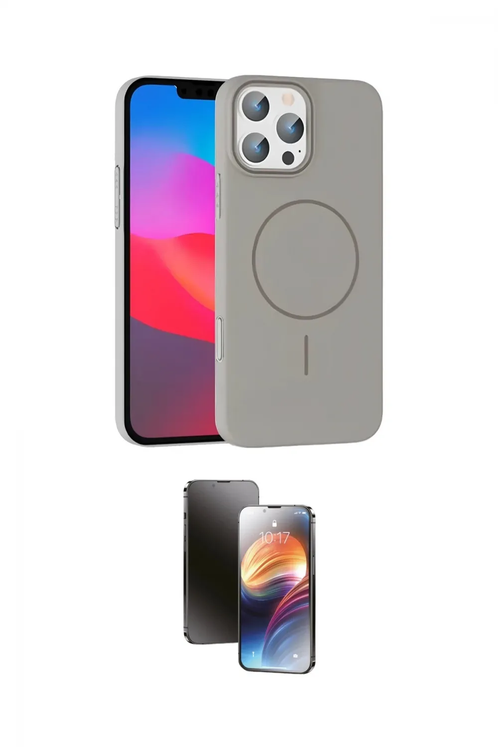 ieg™ iPhone 16 Pro Max Kılıf Siluet Doku Özel Seri - Siyah 3D Antistatik Mat Seramik Nano Ekran Koruyucu
