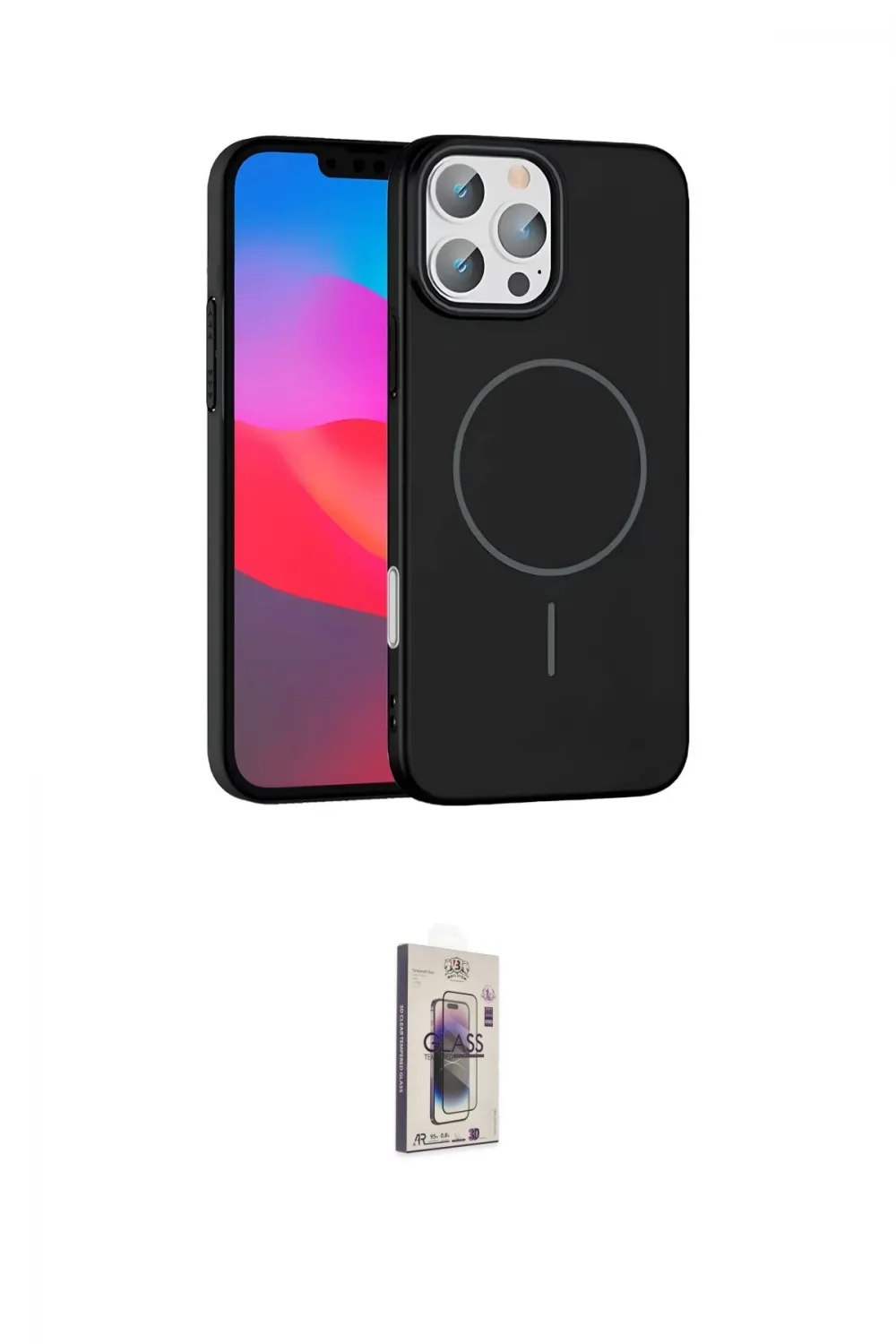 ieg™ iPhone 16 Pro Max Kılıf Siluet Doku Özel Seri - Siyah Bilvis 3D Cam Ekran Koruyucu