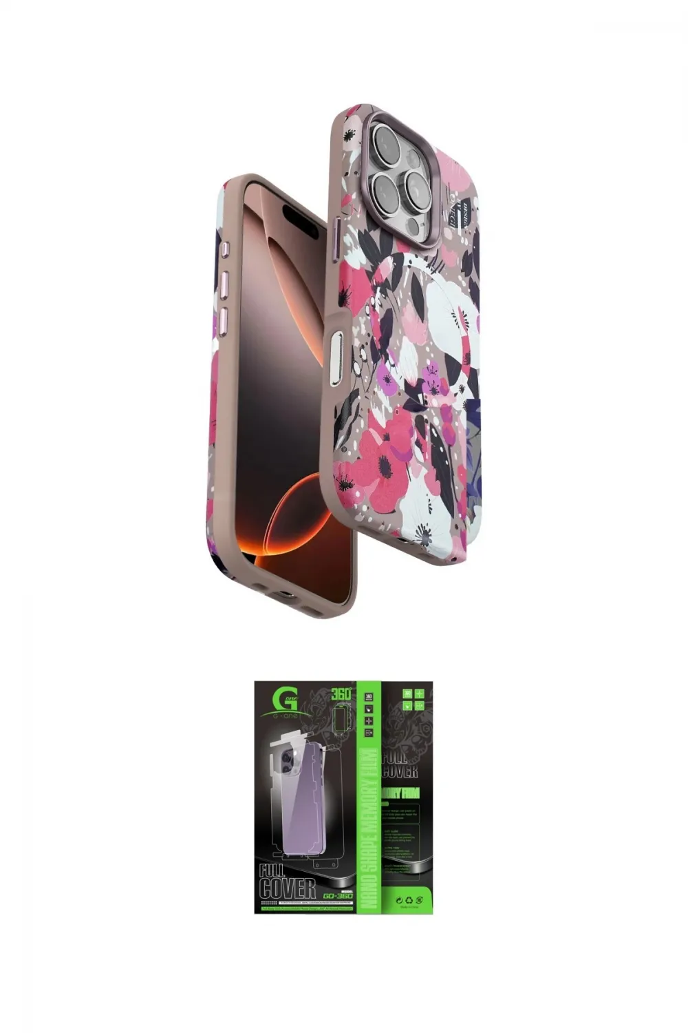 ieg™ iPhone 16 Pro Max Kılıf Siluet Doku - Şeffaf 360 Full Body Arka Koruyucu