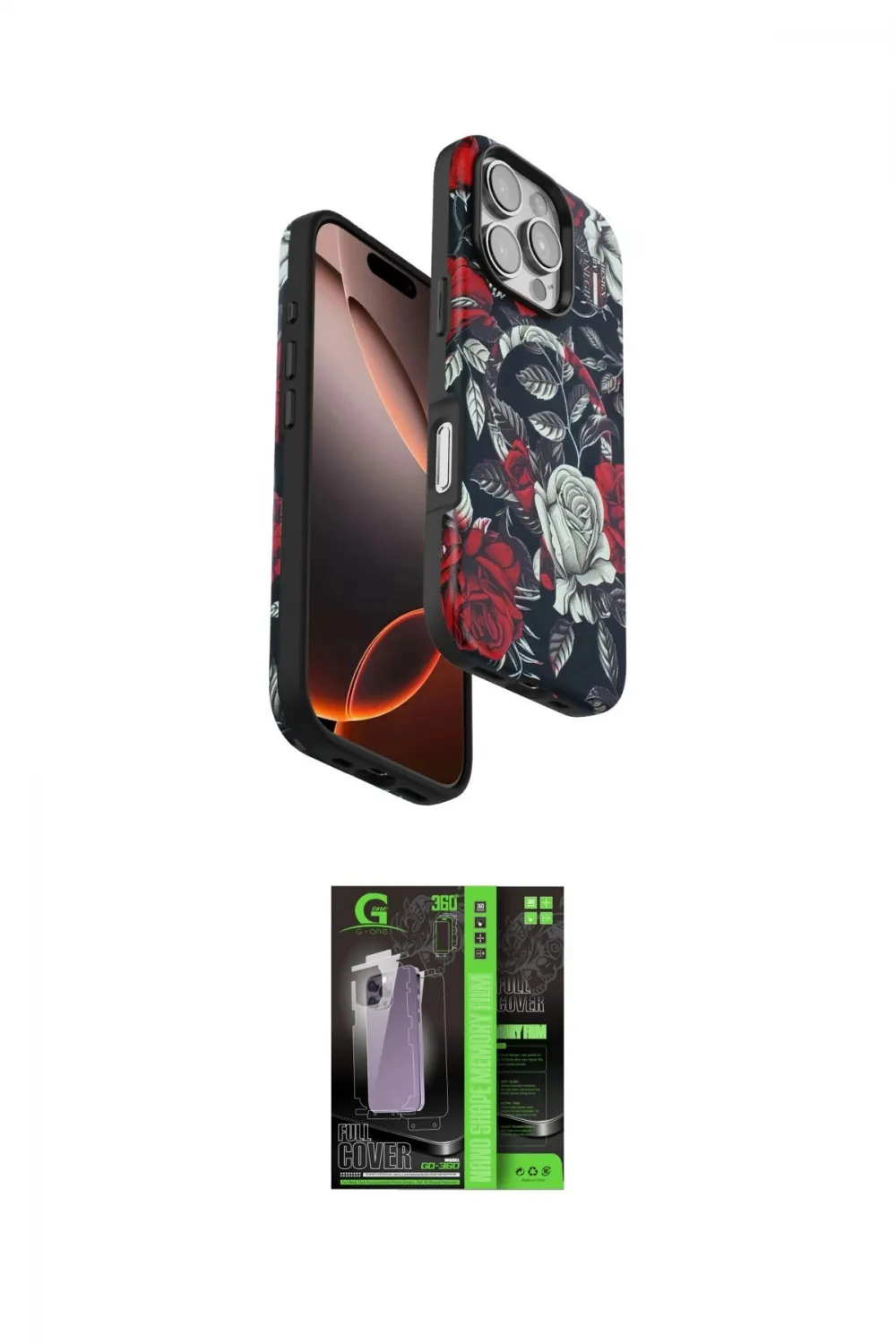 ieg™ iPhone 16 Pro Max Kılıf Siluet Doku - Şeffaf 360 Full Body Arka Koruyucu