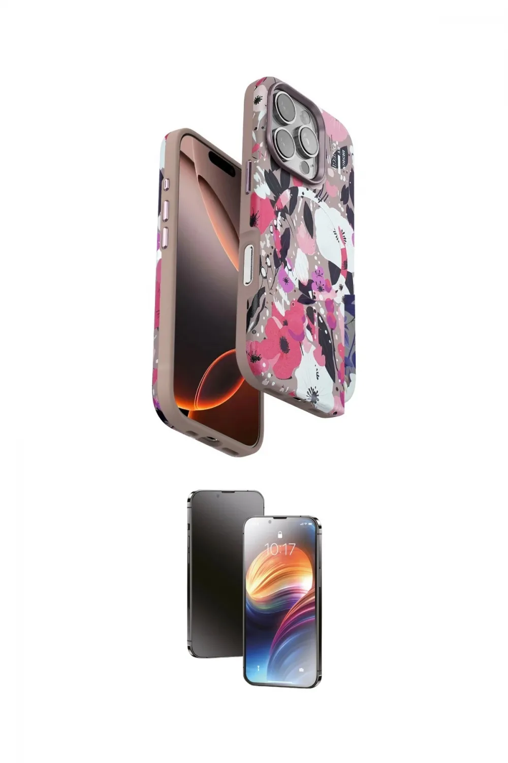 ieg™ iPhone 16 Pro Max Kılıf Siluet Doku - Siyah 3D Antistatik Mat Seramik Nano Ekran Koruyucu