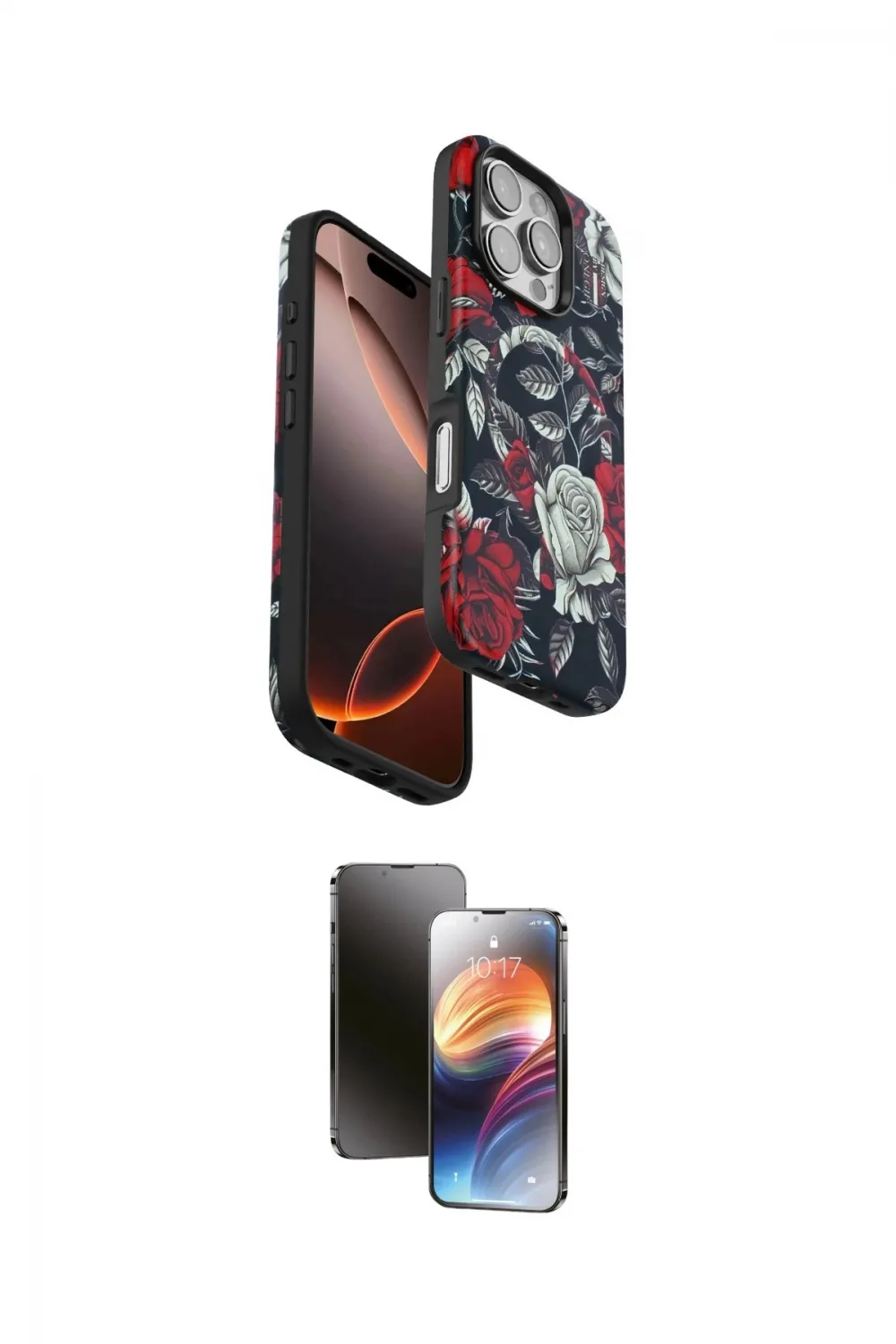 ieg™ iPhone 16 Pro Max Kılıf Siluet Doku - Siyah 3D Antistatik Mat Seramik Nano Ekran Koruyucu