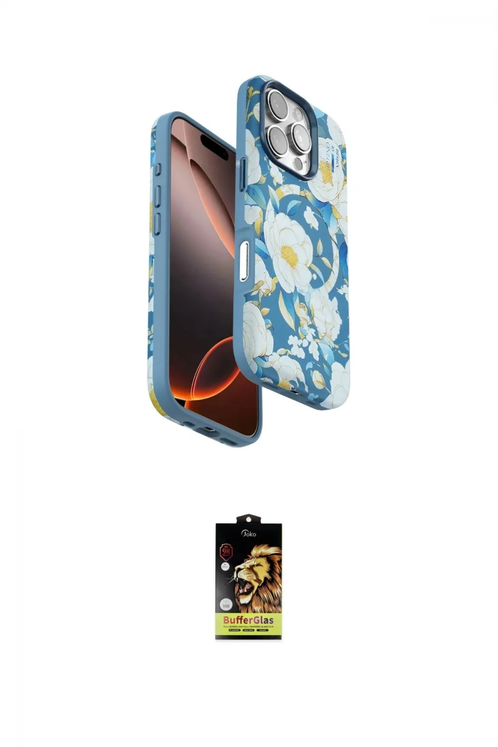 ieg™ iPhone 16 Pro Max Kılıf Siluet Doku - Siyah Buffer Cam Ekran Koruyucu