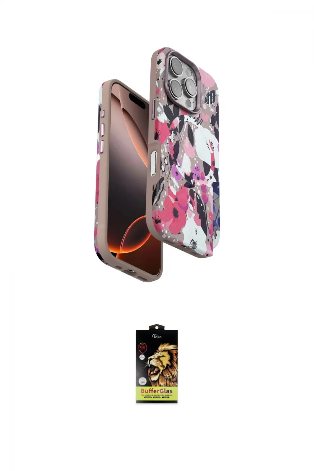 ieg™ iPhone 16 Pro Max Kılıf Siluet Doku - Siyah Buffer Cam Ekran Koruyucu