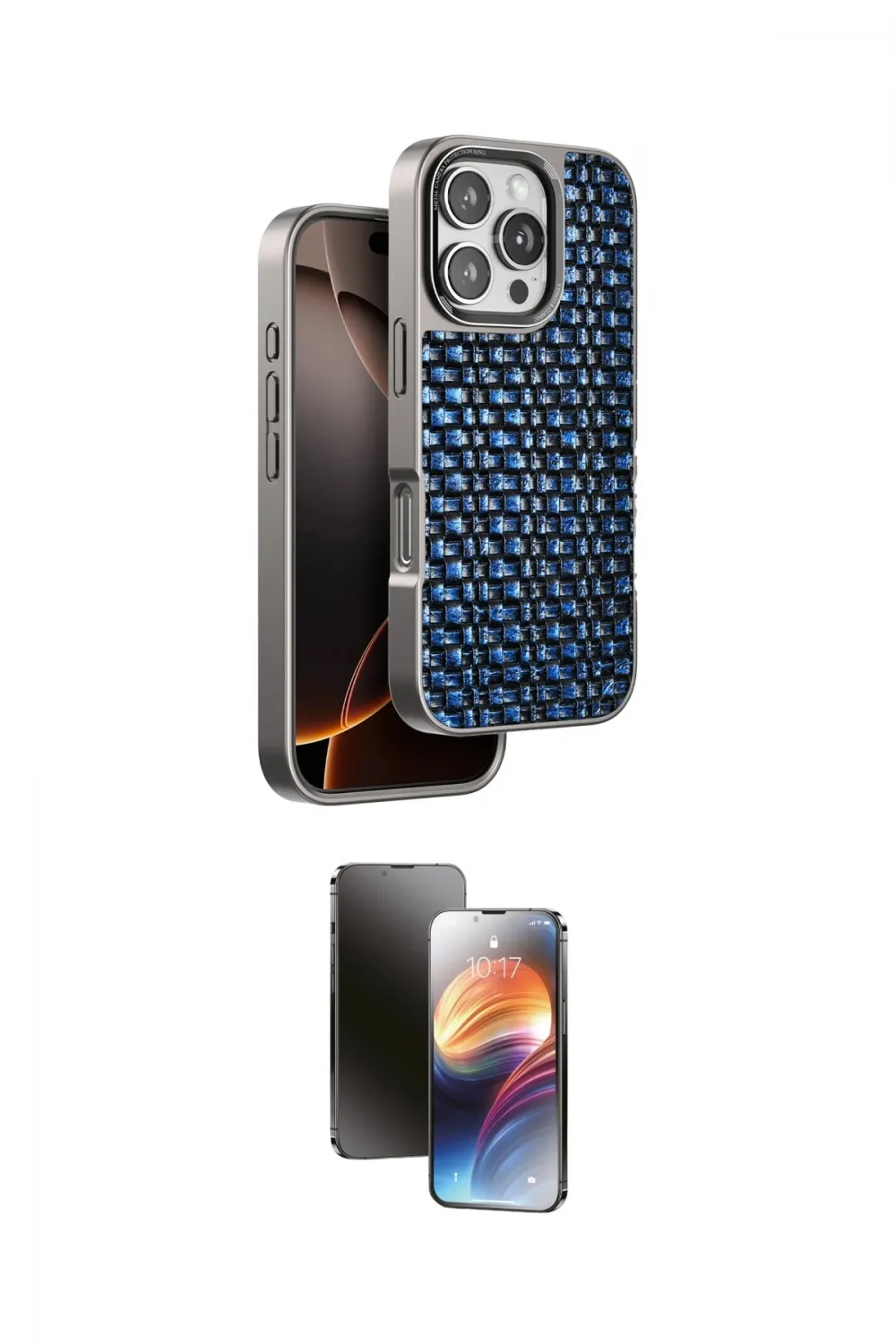 ieg™ iPhone 16 Pro Max Kılıf Siluet Form Serisi - Siyah 3D Antistatik Mat Seramik Nano Ekran Koruyucu