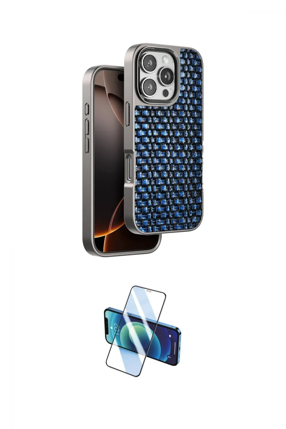 ieg™ iPhone 16 Pro Max Kılıf Siluet Form Serisi - Siyah 3D Antistatik Seramik Nano Ekran Koruyucu