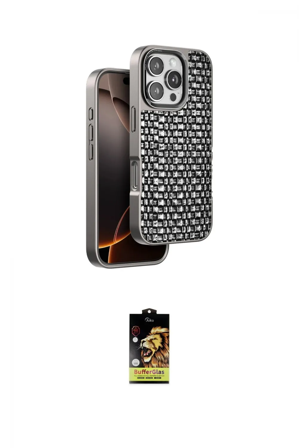 ieg™ iPhone 16 Pro Max Kılıf Siluet Form Serisi - Siyah Buffer Cam Ekran Koruyucu