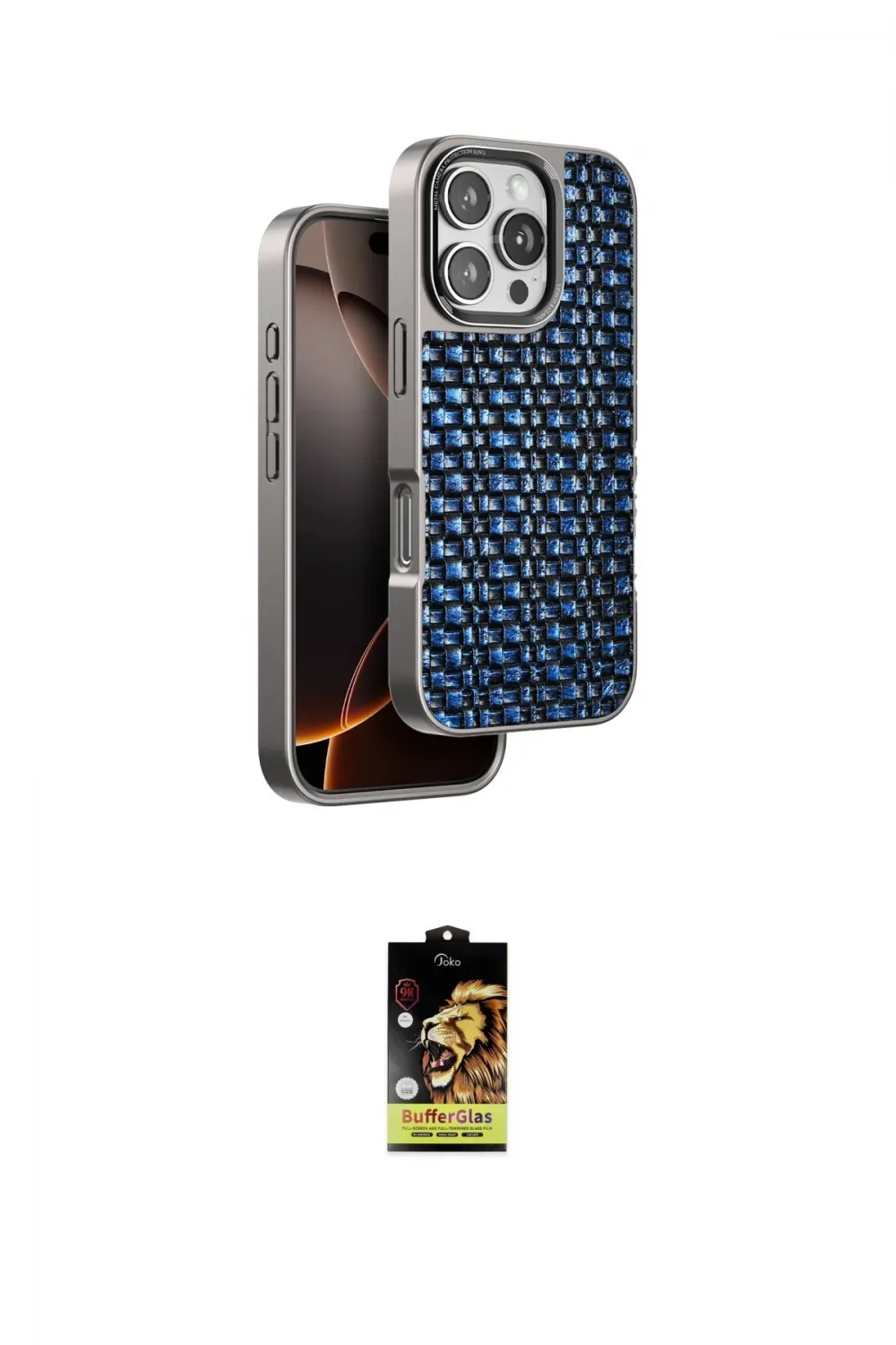 ieg™ iPhone 16 Pro Max Kılıf Siluet Form Serisi - Siyah Buffer Cam Ekran Koruyucu