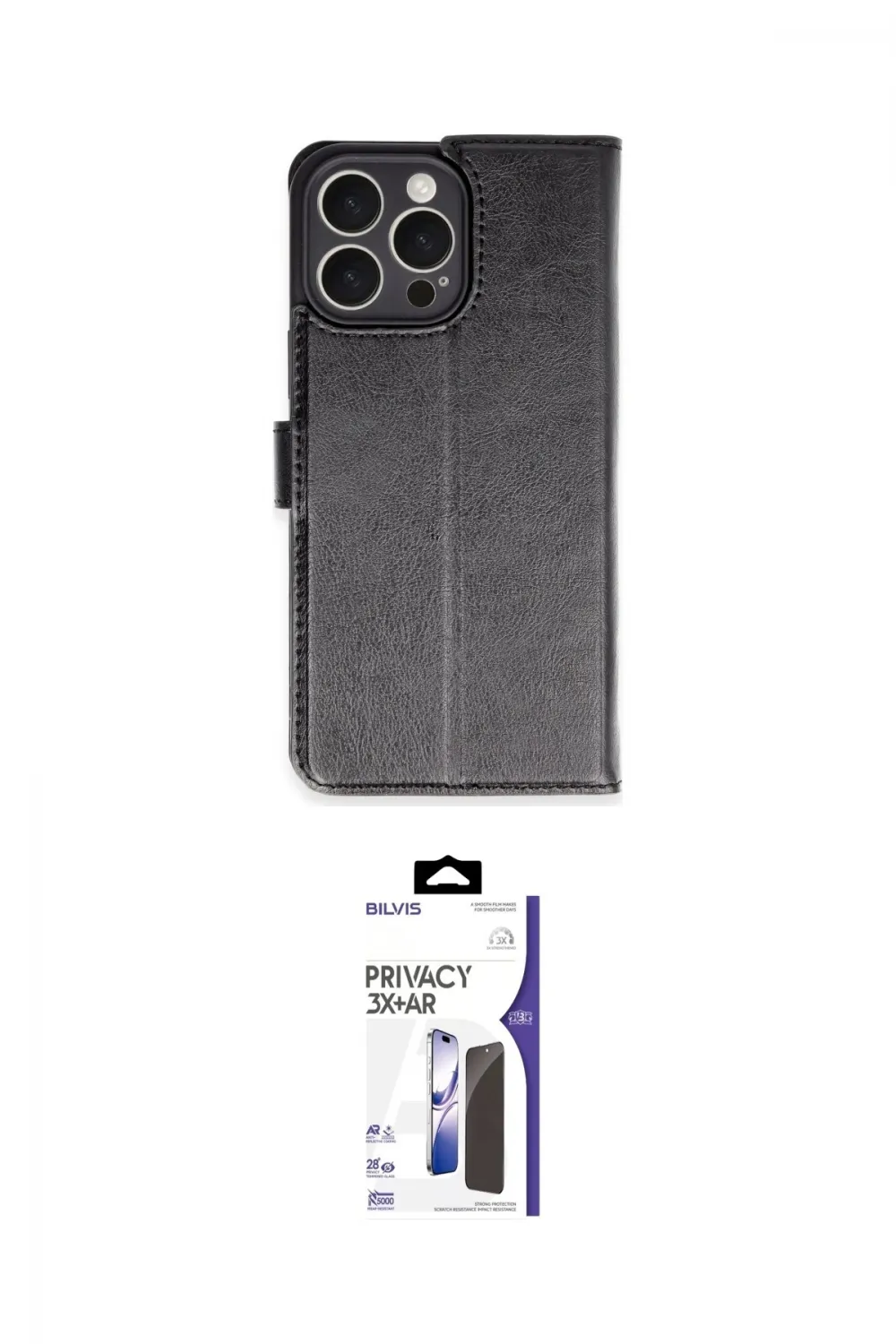 ieg™ iPhone 16 Pro Max Kılıf Siluet Işık Serisi - Siyah Bilvis 3X AR Hayalet Cam Ekran Koruyucu