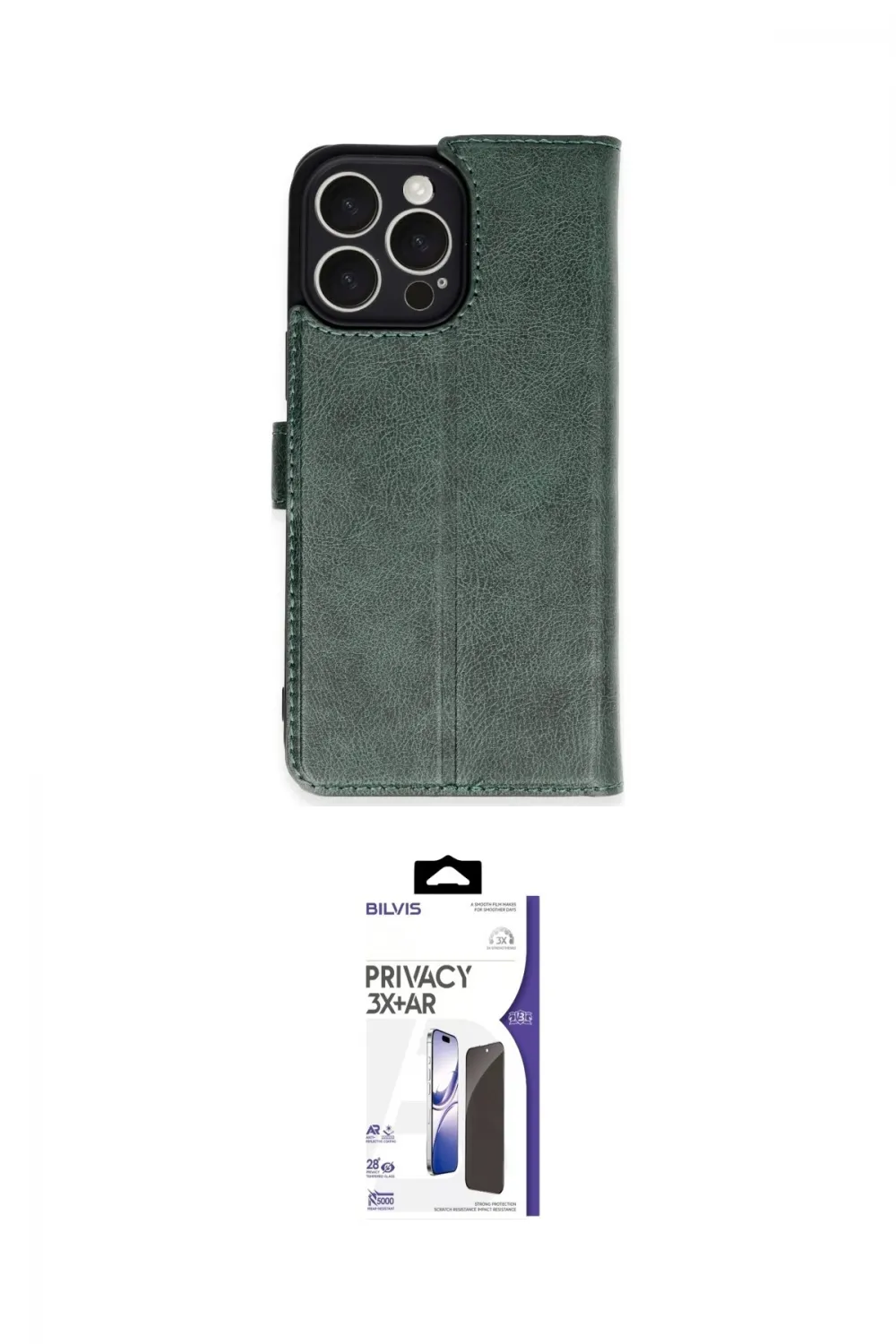 ieg™ iPhone 16 Pro Max Kılıf Siluet Işık Serisi - Siyah Bilvis 3X AR Hayalet Cam Ekran Koruyucu