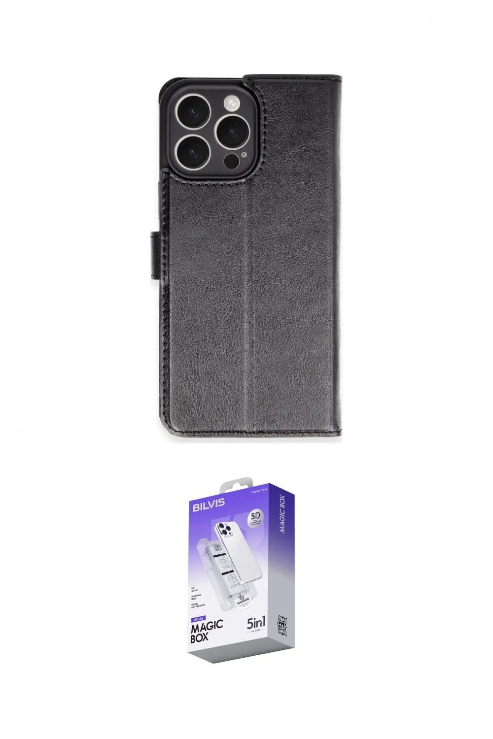 ieg™ iPhone 16 Pro Max Kılıf Siluet Işık Serisi - Siyah Bilvis 5in1 3D Magic Cam Ekran Koruyucu