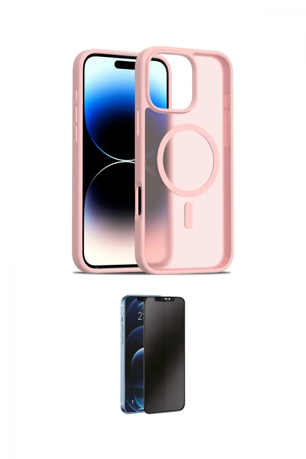 ieg™ iPhone 16 Pro Max Kılıf Siluet Minimal Prime - Siyah 3D Antistatik Hayalet Cam Ekran Koruyucu