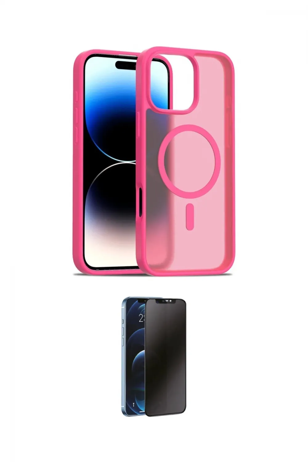 ieg™ iPhone 16 Pro Max Kılıf Siluet Minimal Prime - Siyah 3D Antistatik Hayalet Cam Ekran Koruyucu