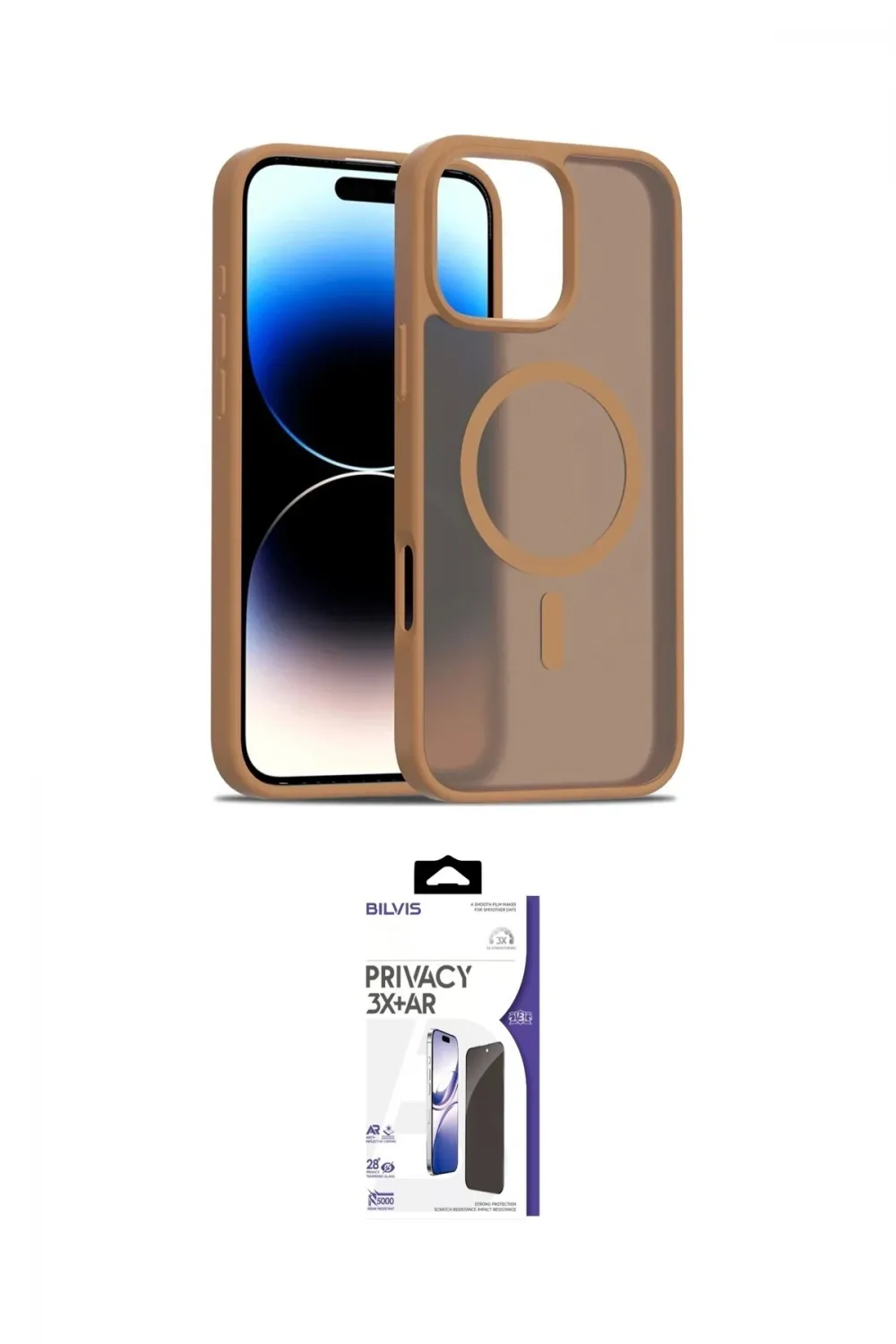 ieg™ iPhone 16 Pro Max Kılıf Siluet Minimal Prime - Siyah Bilvis 3X AR Hayalet Cam Ekran Koruyucu